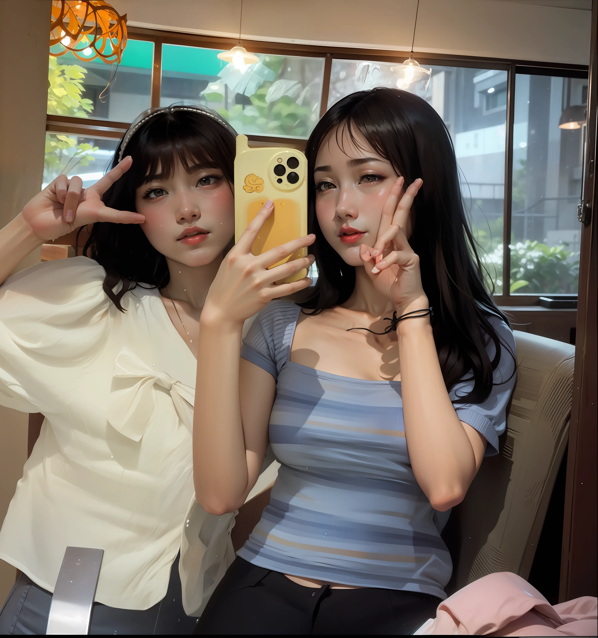 (((erected exposed bare shoulders, nedium breasts, The beautiful, Breasts squeezed together, shirt with lace, 独奏, (areola of breast), (), Underarm wrinkles, Delicate sexy(鎖骨:1.3), pale brown hair, (Shiny skin:0.8),(tmasterpiece:1.4),(best qualtiy:1.4), naturey(mediuml breasts:1.25), ,Facigirl, Redlip, perfect abs, (: 1.5), (Clear areola), (Transparent fabric), dampness(Sweat Wet, soaked through),