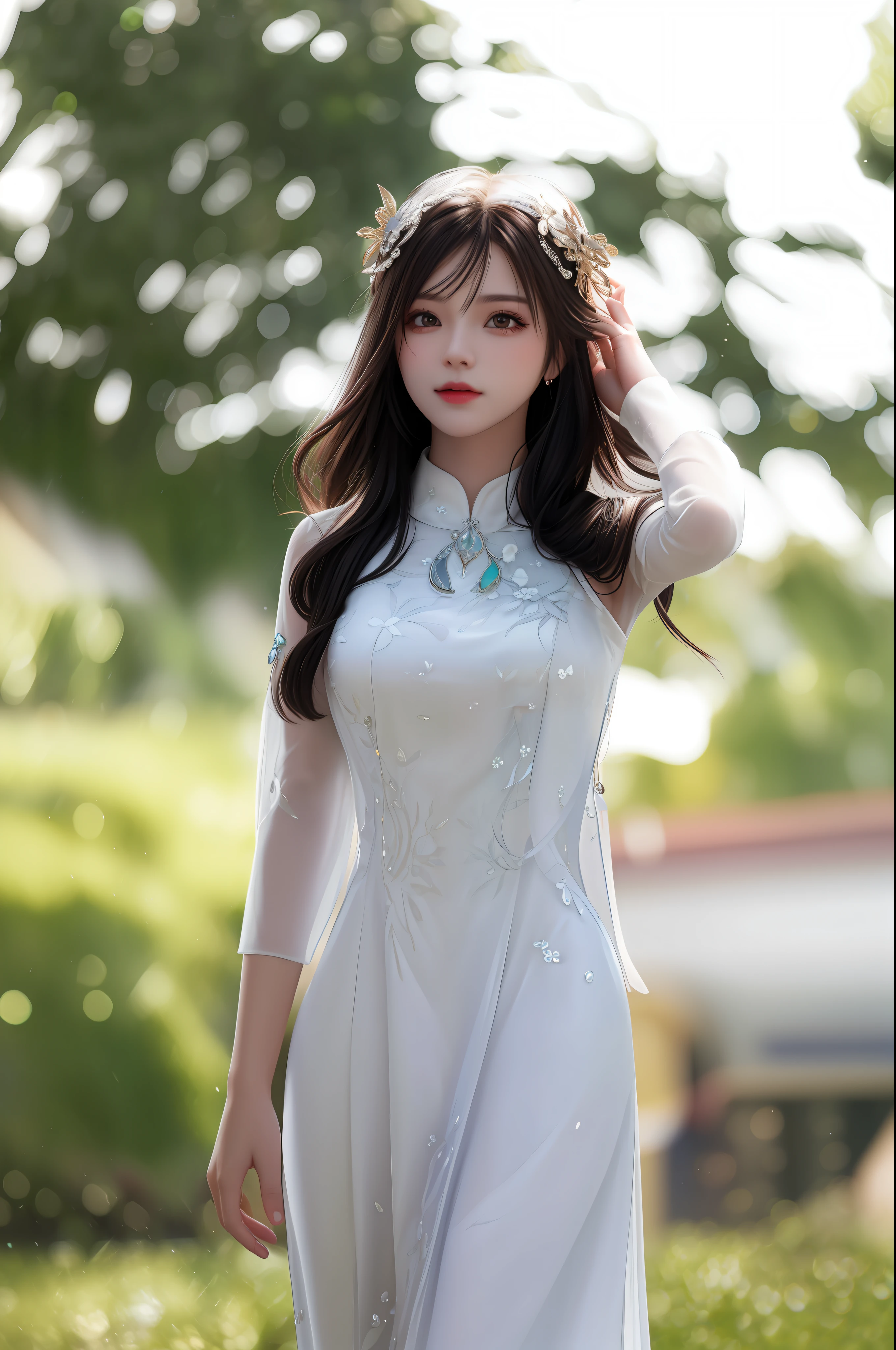 best quality, masterpiece, highres, 1girl,china dress,hair ornament,necklace, jewelry,Beautiful face,upon_body, tyndall effect,photorealistic, dark studio, rim lighting, two tone lighting,(high detailed skin:1.2), 8k uhd, dslr, soft lighting, high quality, volumetric lighting, candid, Photograph, high resolution, 4k, 8k, Bokeh,