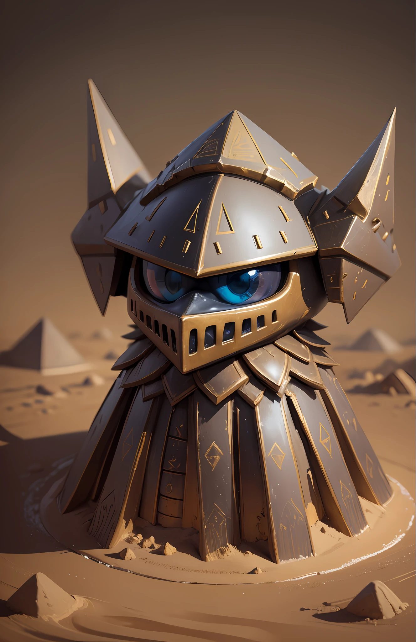 best qualtiy，tmasterpiece，Need，（（A sealed desert pyramid creature）），guarding，supporting，Hearthstone painting style，Painful expression，Living off the soil，Non-human（Soil attribute 1.2），Flattening（1.4），Textured，Dark simple background --auto --s2