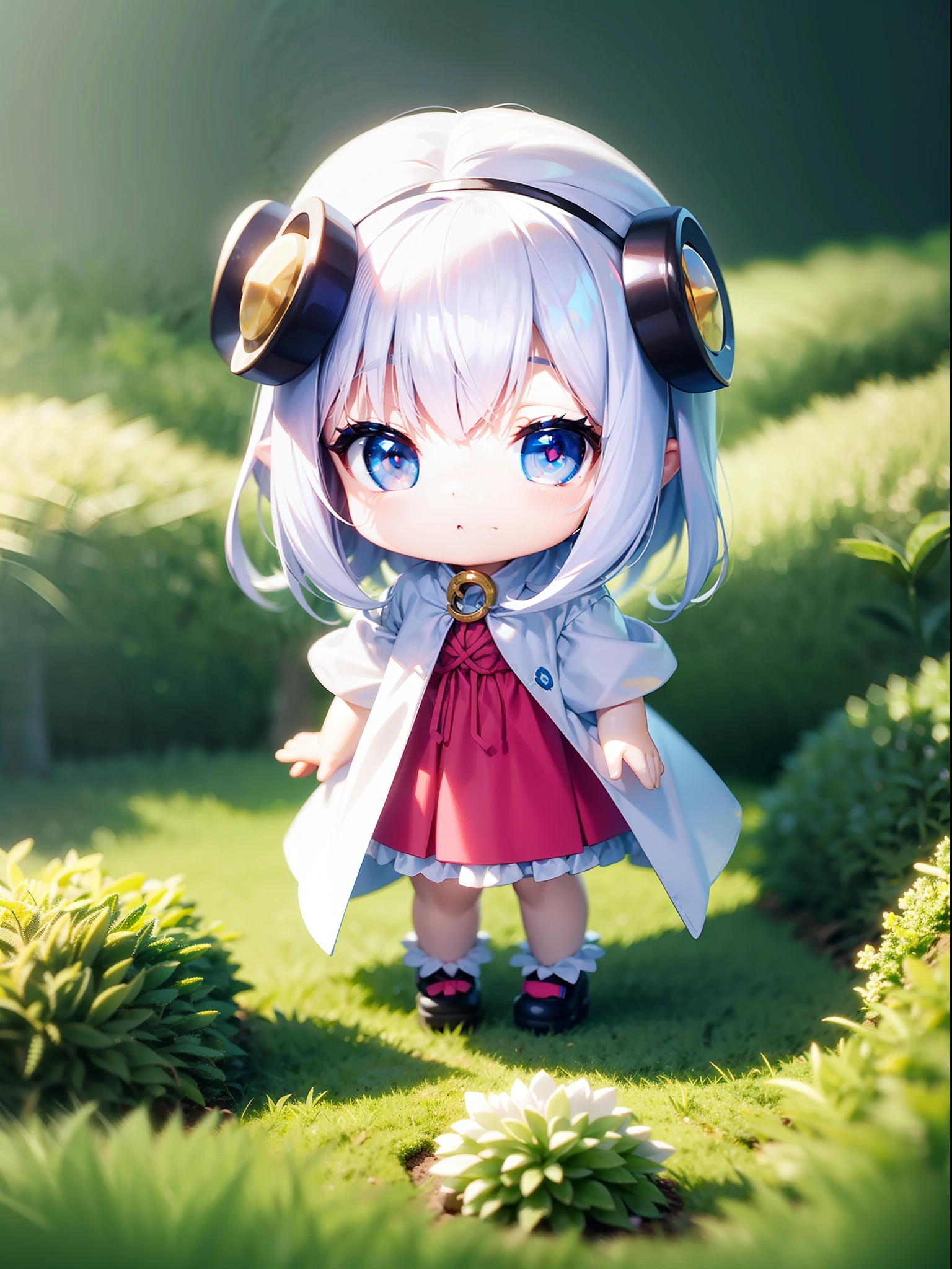PopMart blind box IP,A cute,White robe doll close-up,Young angel style,Wear long, fluent clothes,Phlegm,Poseran dolls,small person;Unreal Engine5,Streamline 3D/C4D production:8K HD quality/illuminating/Ultra-detailed lens depiction1.5,flawless perfection,Chibi background/SENSE OF CINEMA。Octopus tentacles on the back,octopus tentacles,Standing on a reef on the surface of the sea