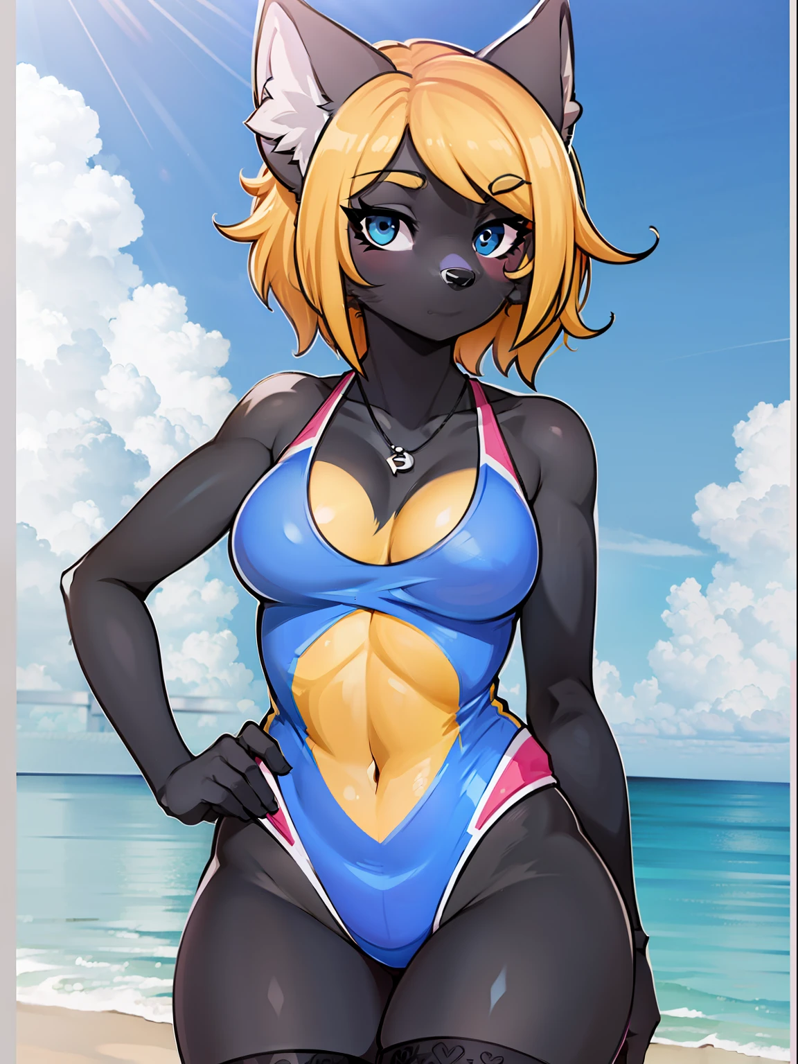 Fursona, One-piece Swimsuit, Thigh Highs