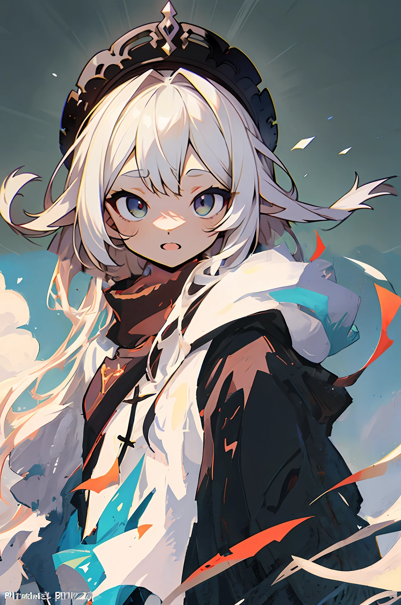 Anime girl with cross and sword before the cross, From Arknights, Guweiz in Pixiv ArtStation, Best anime 4k konachan wallpaper, Guweiz on ArtStation Pixiv, from girls frontline, style of anime4 K, white-haired god, Guviz-style artwork, Splash art anime Loli