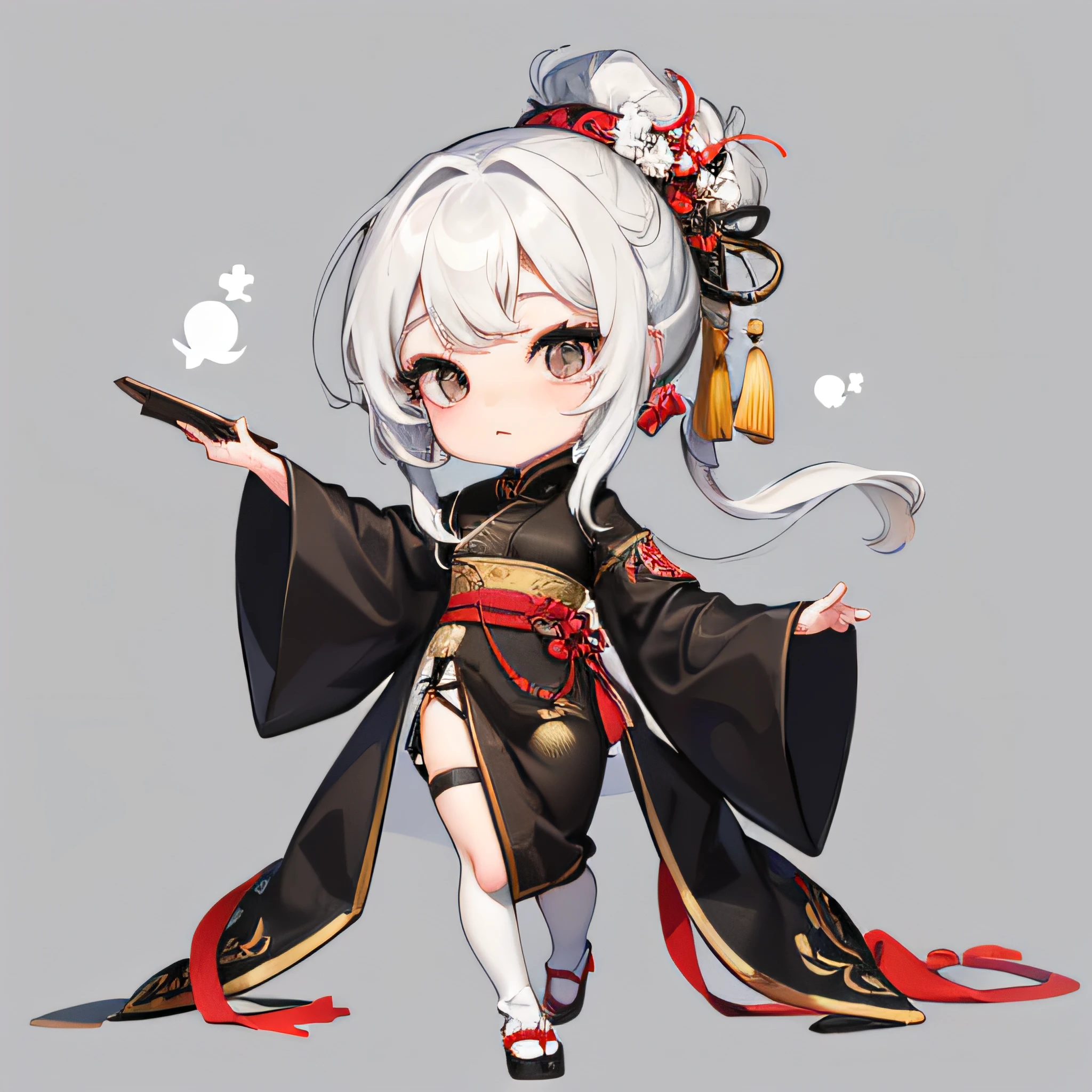 tmasterpiece、Need、（1 girl：1.1）、（chibi：1.6），standing on your feet，Side Body，（Ancient Chinese clothes：1.2），cabelos preto e longos，Black eyes，white backgrounid，simplebackground