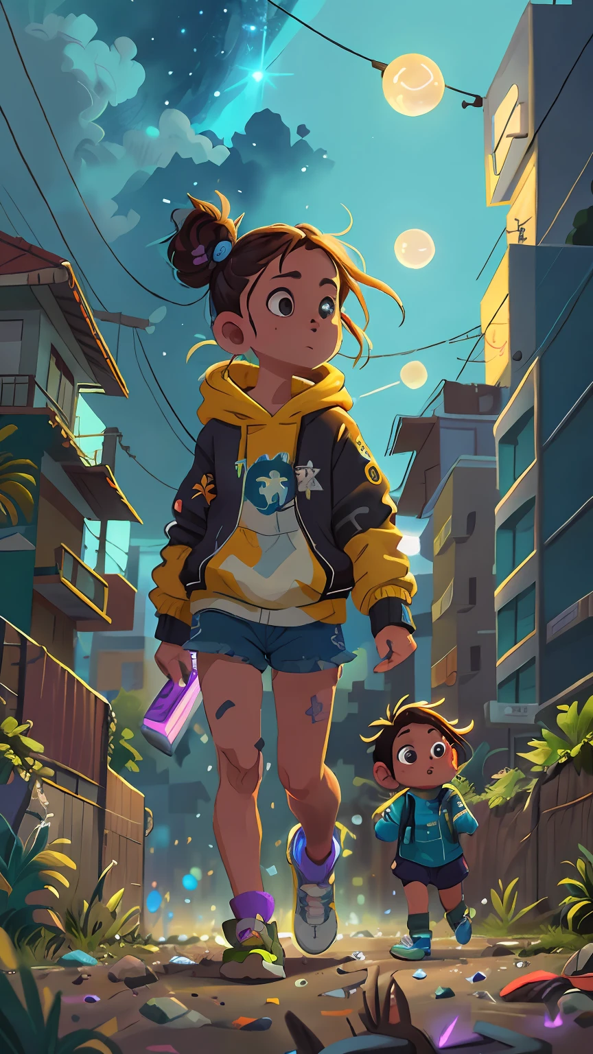 (obra-prima), melhor qualidade, ultra alta res, menina, cyberpunk 1girl correndo na rua paisagem urbana deslumbrante, hoodie, cabelo azul, estrelas cadentes cor neon, cabelo muito longo, fora do ombro, ornamento de cabelo de pena, cores neon, flashes, Stunning night sky, cinematic lighthing, fotorrealista, pele realista, HDR, olho de peixe