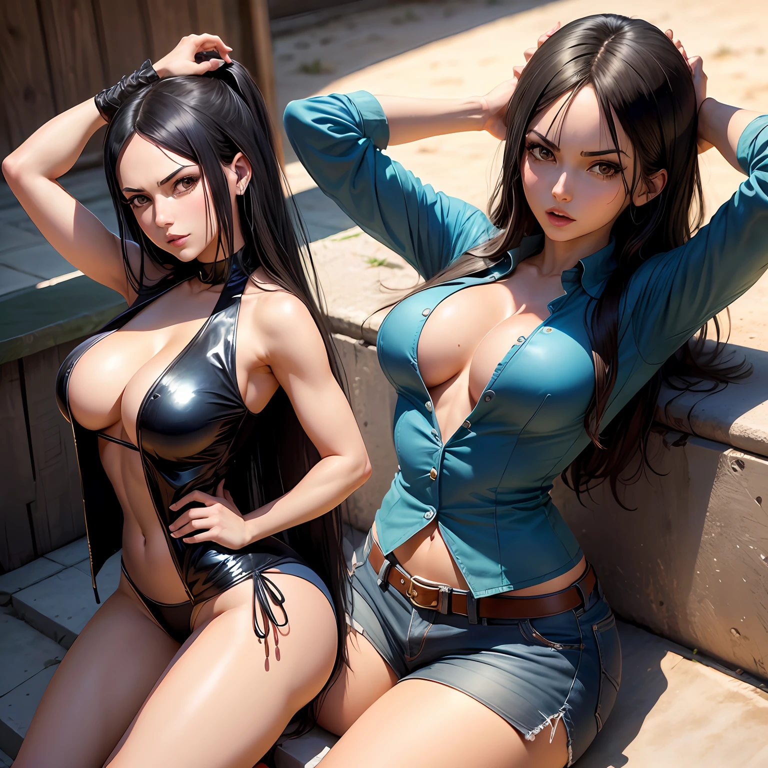 (random result), (estilo RAW, obra-prima, melhor qualidade, hiperrealista, highres, motor irreal,) Nico Robin, one piece, peito enorme --auto