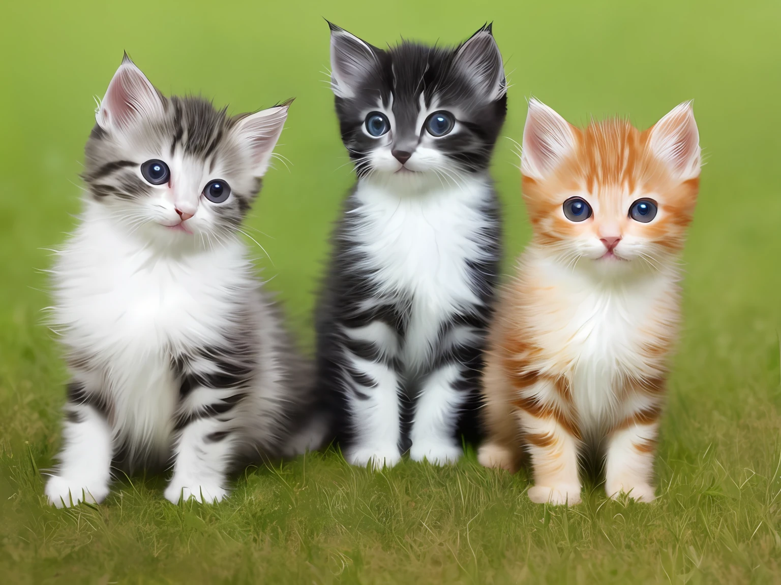 Several colorful kittens. 4k