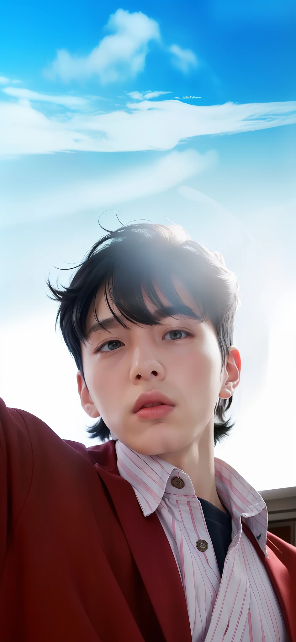 1boy,black hair,muller haircut, school boy,detail,realistic,handsome,cute