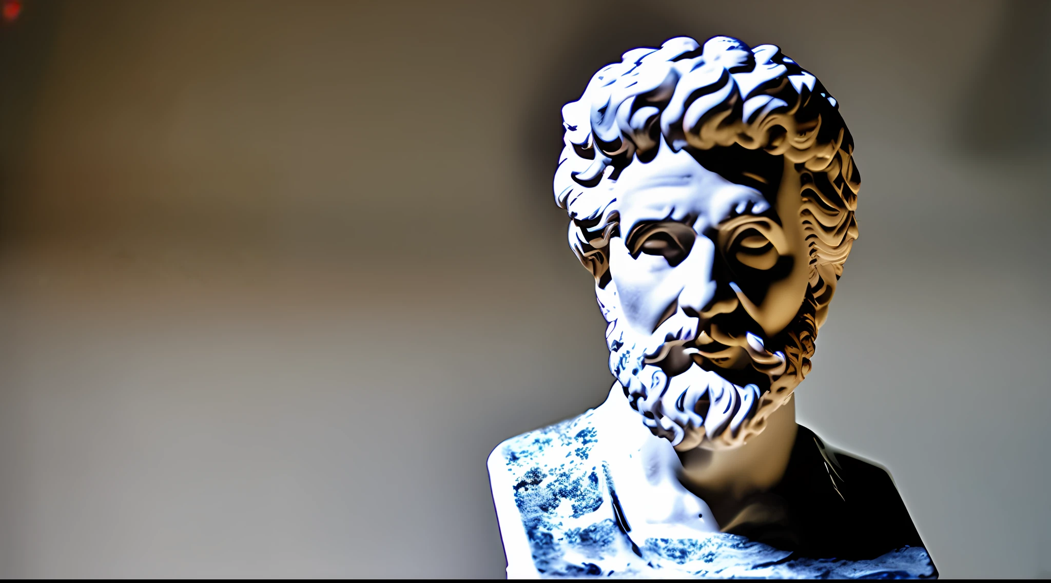 construa maquete, professional marble bust sculpture of the philosopher and Roman emperor Marcus Aurelius, primorosamente decorado, Medium plan, (fundo preto: 1.3), extramente detalhado, Epic light and shadow, cinematografia, muito contraste e detalhes, identico