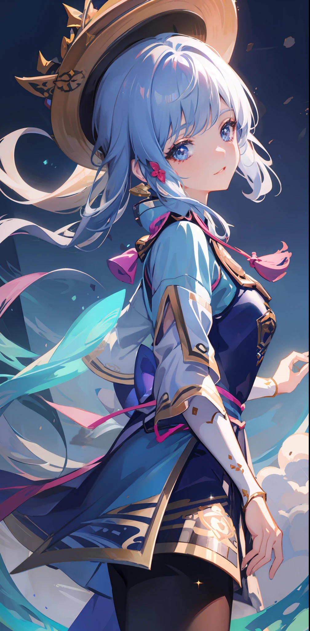A super beautiful female character,The art of Onmyoji is displayed against the background of the sky,Her image comes from the influence of Genshin。It is a clear and beautiful anime artwork,Exquisite and clean。This anime illustration is full of fantasy,This is an 8K resolution wallpaper,Showcasing anime art with rich details。This is a beautiful character drawing in 4K resolution,Digitally present exquisite anime art。Show detailed anime character art。