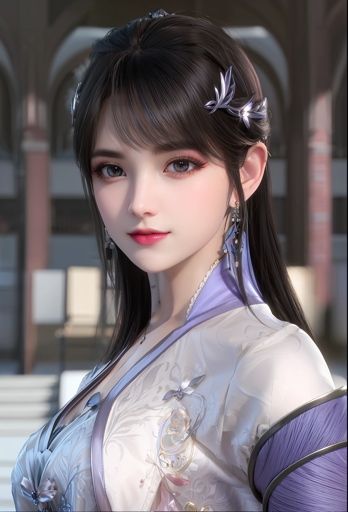 with a calm expression,brunette color hair,Pink smoky makeup,Royal Sister,Beautuful Women,head gear,Raised sexy,offcial art,Unity 8K wallpaper,ultra - detailed,Aesthetics,tmasterpiece,best qualtiy,realisticlying,illuminating,Frankness,photore,A high resolution,4K,8K