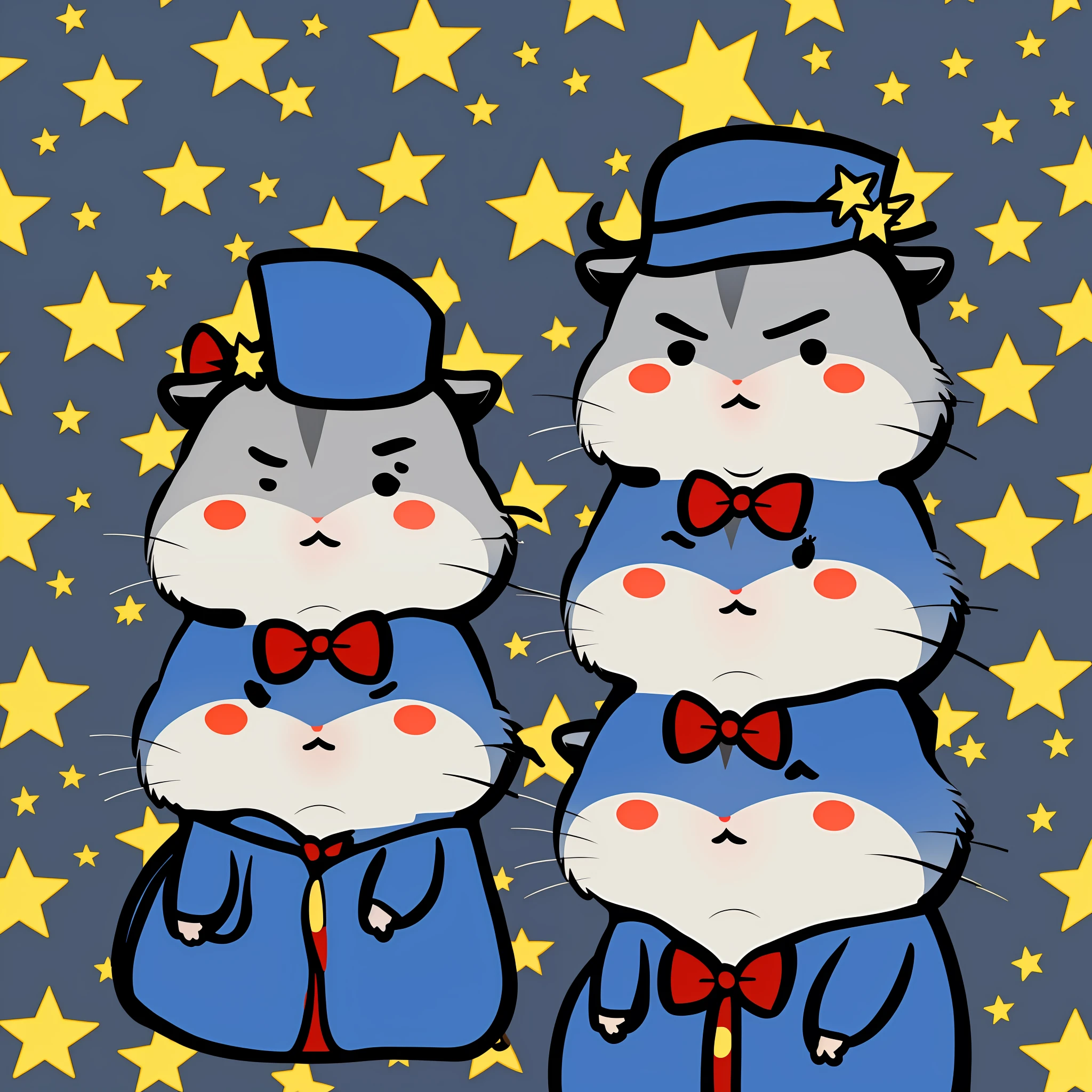 xiaoyuehan, hamster,bow, cosplay, hat, simple_background, star_\(symbol\), white_background, angry