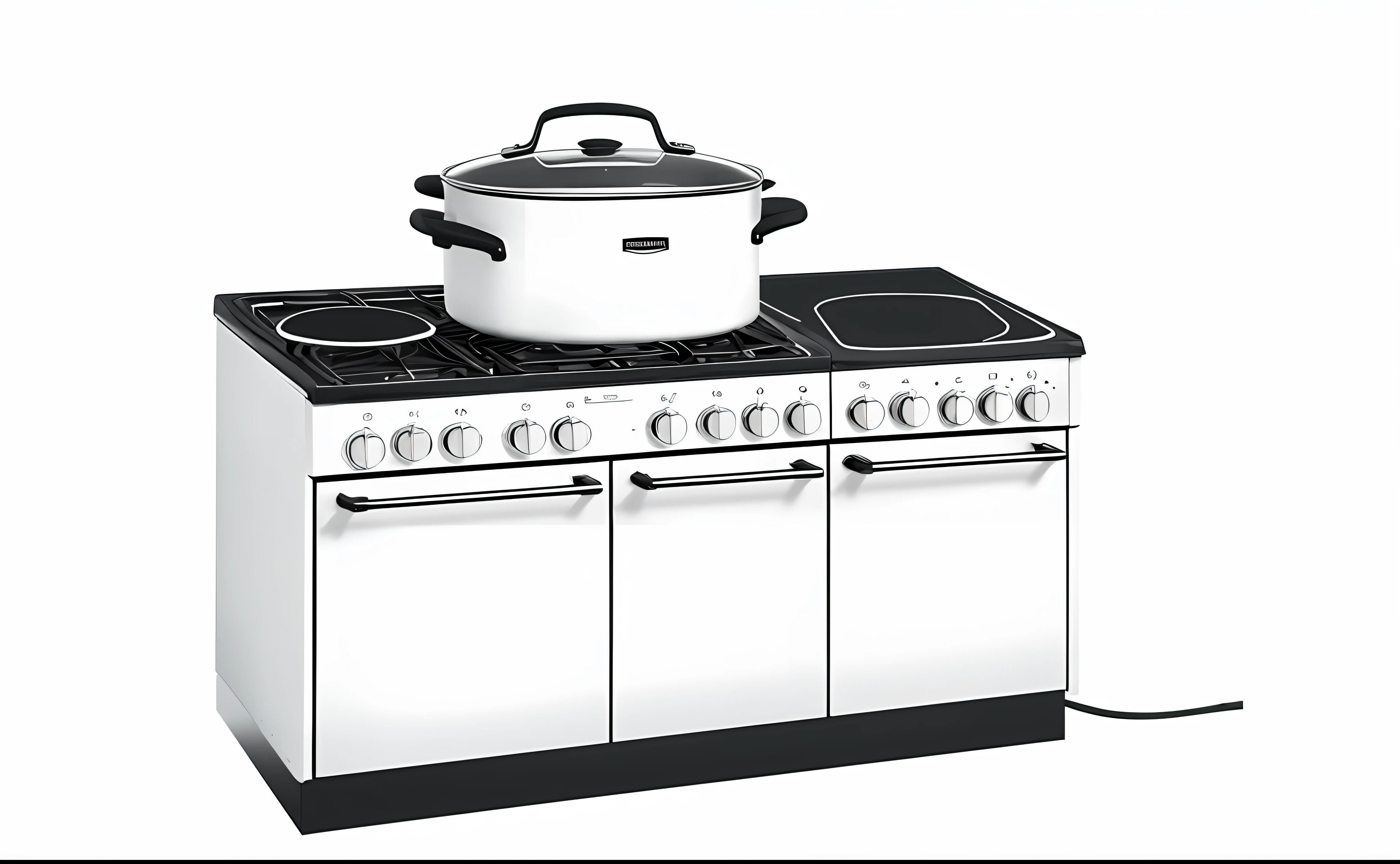 White multifunctional electric cooker,Kitchen scene rendering,Big picture!Morandi color matching!