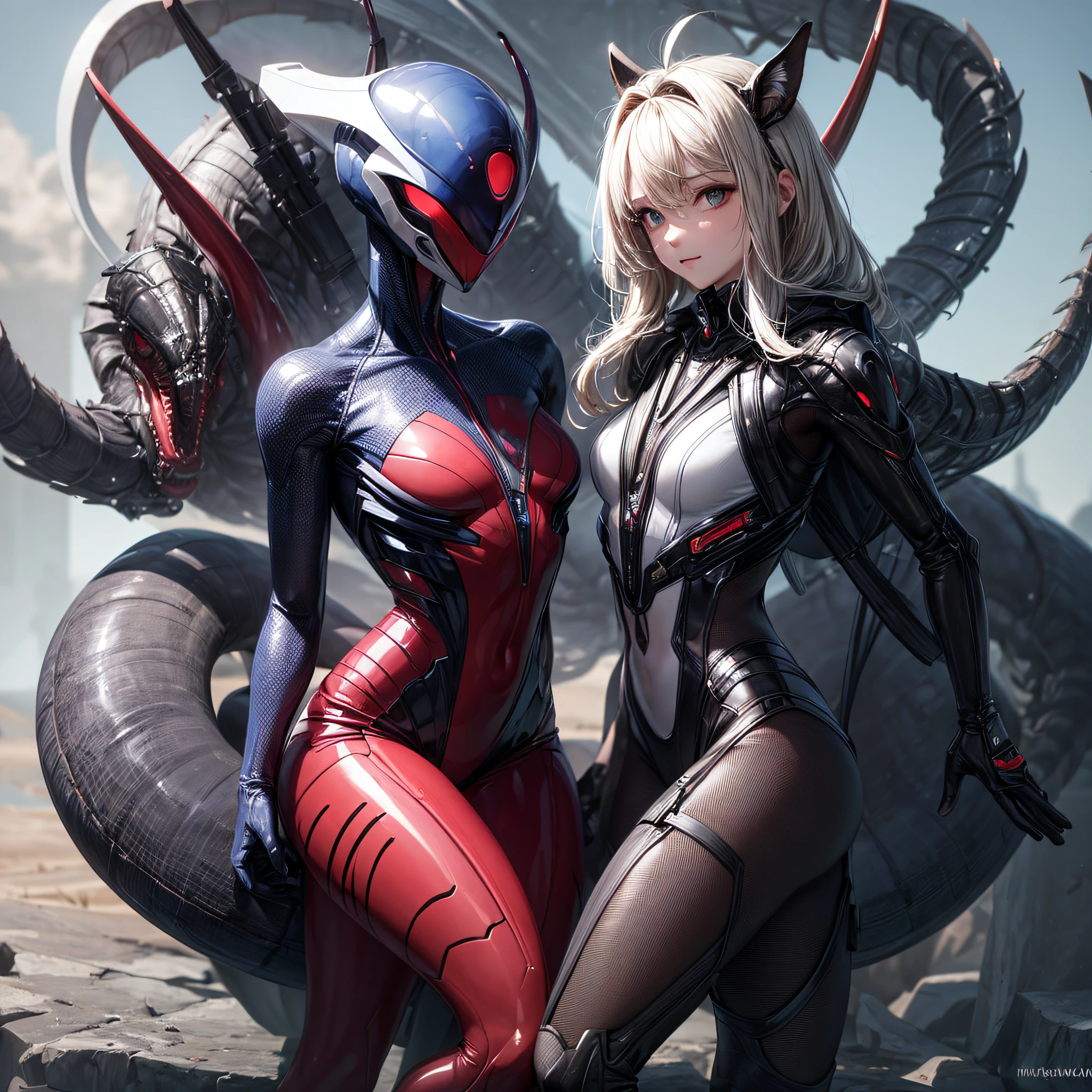 um ser vivo,alien,of the ant breed;humanoide sexy,malvada,seios grandes,imagem nitida uhd,muitas armas,planeta em chamas,evoluido,technological