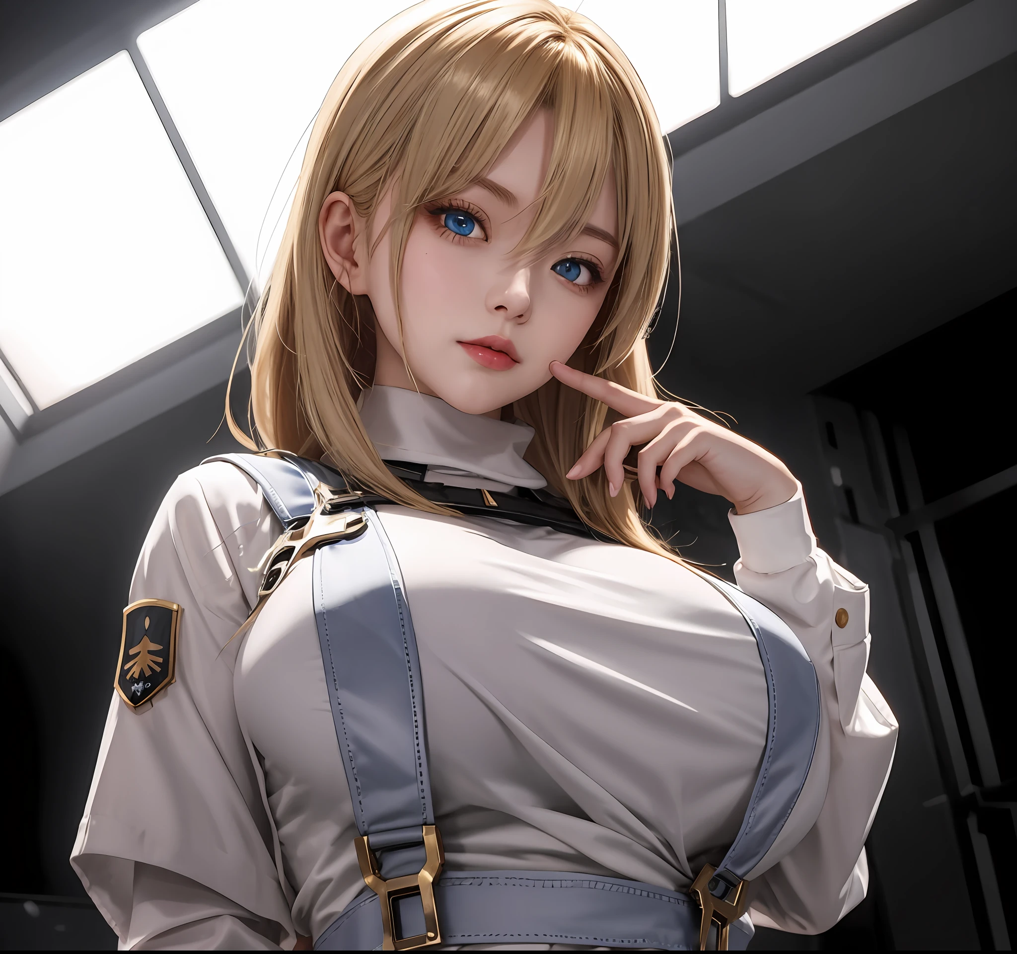 anime girl with blonde hair and blue eyes posing for a picture, fine details. girls frontline, from girls frontline, girls frontline style, girls frontline cg, kantai collection style, girls frontline universe, thicc, (sfw) safe for work, girls frontline, anya from spy x family, seductive anime girl, biomechanical oppai