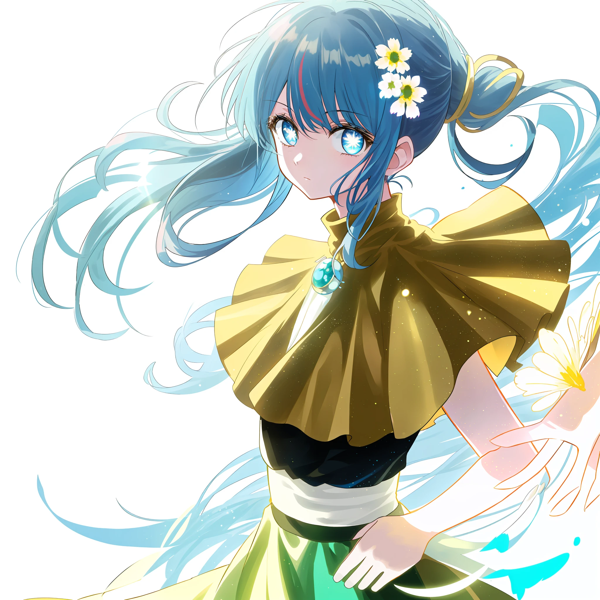 (masterpiece), (best quality), (ultra detailed),(disheveled hair),(illustration), (1girl), (Fashionable clothing), standing, Fashion model, looking at viewer, (interview), (simple background),beautiful detailed eyes, delicate beautiful face, Floating,(high saturation),(colorful splashes),colorful bubble,(shining), focus on face, ponytail, kamisato ayaka, light blue hair, bangs, hair ring, floating flowers, floating hairs, (shining), best lighting, best shadow,