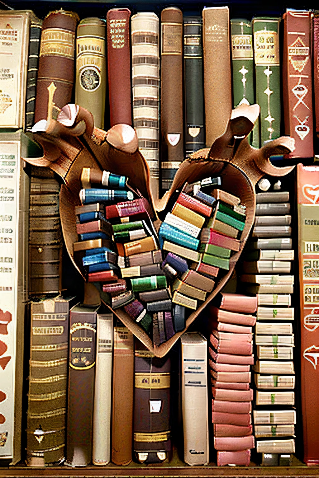 Anatomically human heart made of books