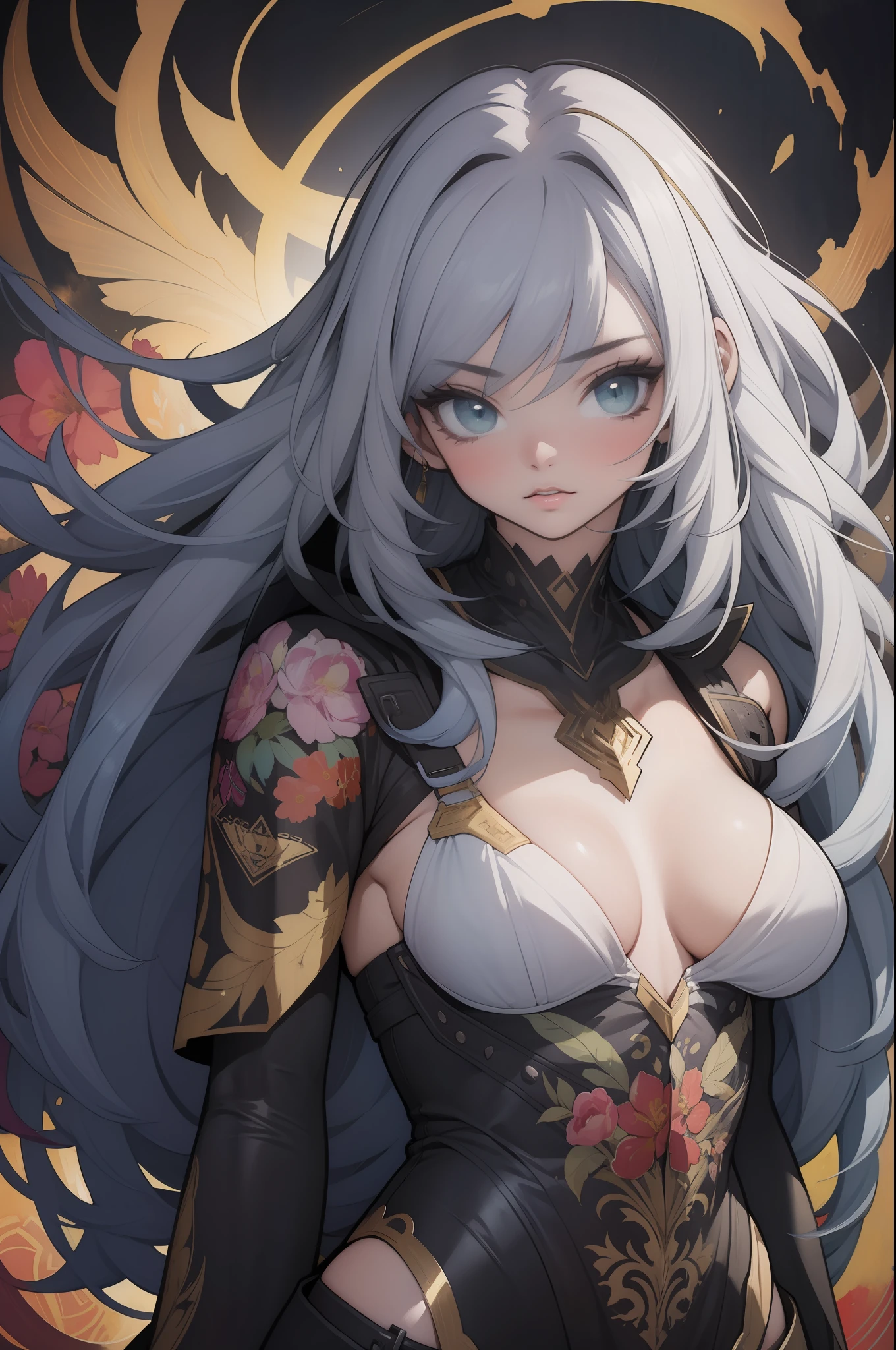 extraordinary lustration, plano de fundo, misturado-Idioma_Texto, letras japonesas em graffit ,::yoji shinkawa style ::2.0 comix illustration style,tatoon style , comic book style ,beautiful woman with long hair rosa degradê ultra detailed, (beautiful and clear background:1.2),, fantastic paintings ,graffit style, flowers, olhos altamente detalhados , a t-shirt or dressed in a white blouse underneath, with both fists in a fighting position, and bracelets, fighting against an enemy, with long hair , stained glass colored, out, vibrant, alphonse mucha style, fantastic paintings by joe madureira ,high quality, art,kelly brook beautiful woman with long rosa degradê hair , freedom, soul, digital illustration, comic style, perfect anatomy, centered, approaching perfection, dynamic, highly detailed, watercolor painting, artstation, concept art, smooth, sharp focus, illustration, art by carne griffiths and wadim kashin,big breast,alone anime girl with a medium lenght pose and cute clothes, short pastel , heterochromia, perfect anatomy, centered, approaching perfection, dynamic, highly detailed, character sheet, artstation, concept art, smooth, sharp focus, illustration, art by kim jung gi,, artgerm, carne griffiths and wadim kashin , sasha yakovleva, loish, jeremy mann, full body shot, character sheet, lightningwave, beautiful anime watercolor painting ,paint dripping by tim okamura, victor nizovtsev, greg rutkowski, noah bradley. trending on artstation, 8k, masterpiece, graffiti paint, fine detail, full of color, intricate detail, golden ratio illustration,monochromatic green background, masterpiece, best quality, high quality, highres, best quality, high resolution fix, bright amazing lighting, detail enhancement, best quality, high quality, highres, detail enhancement