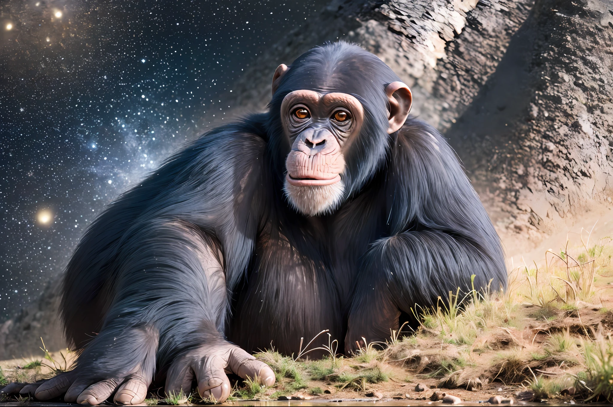 space landscape (masterpiece, best quality:1.2), ultra-detailed, EdobChimpanzee chimpanzee, (realistic:1.5),