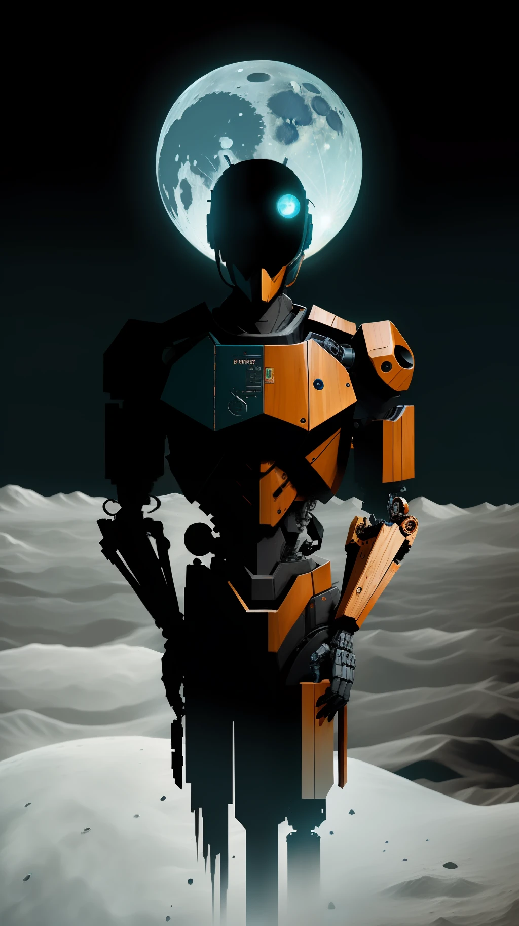 wooden cyborg on the moon Abstract