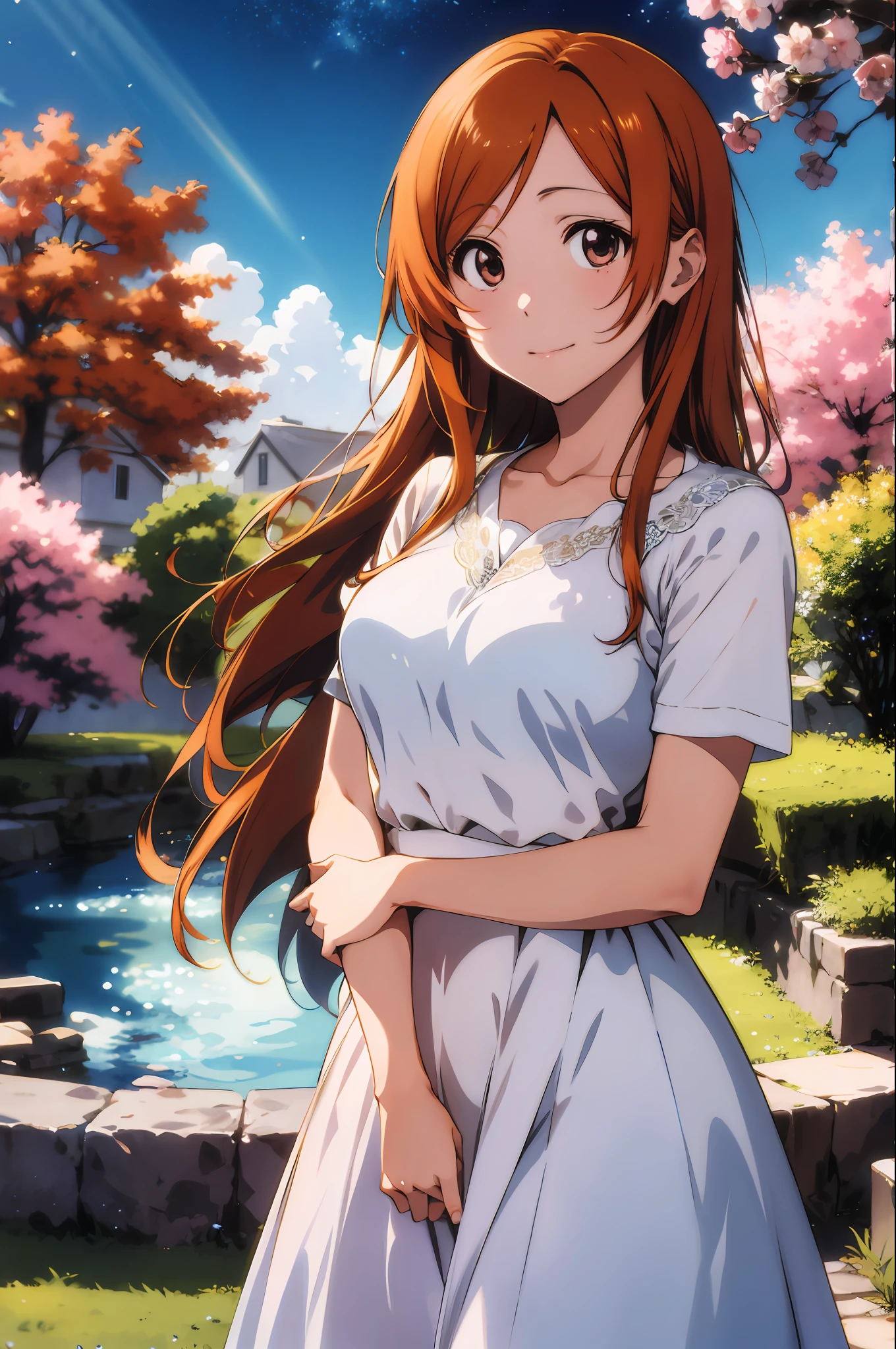 Orihime Inoue in a stunning, ethereal depiction with vibrant colors, exquisite details, and breathtaking light.