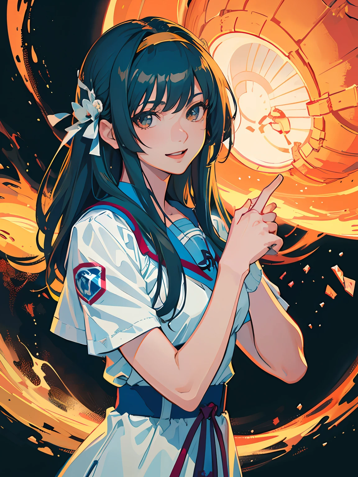 serene expression, mesmerizing eyes, vibrant colors, reflection, painterly effect, ultra detailed, official art, unity 8k wallpaper, masterpiece, (best quality:1.2), high quality, (((photoreal)), cinematic direction, (high contrast), depth of field, (award-winning difference photo), face detail, detailed drawing, ((high quality)), ((masterpiece)), 8k, light rays, extremely detailed CG unity 8k wallpaper, Extremely high quality detailed close-up picture of suzumiya haruhi, Looks happy and amazed, focuses on her upper body. She is in a realistic detailed and highest quality astronaut helmet and astronaut suit. standing on the moon. A realistic detailed and highest quality earth reflection is on her helmet. Detailed highest quality realistic hand. Extremely Detailed highest quality suzumiya haruhi’s face, excitement, happiness, amazement. Enhanced quality.