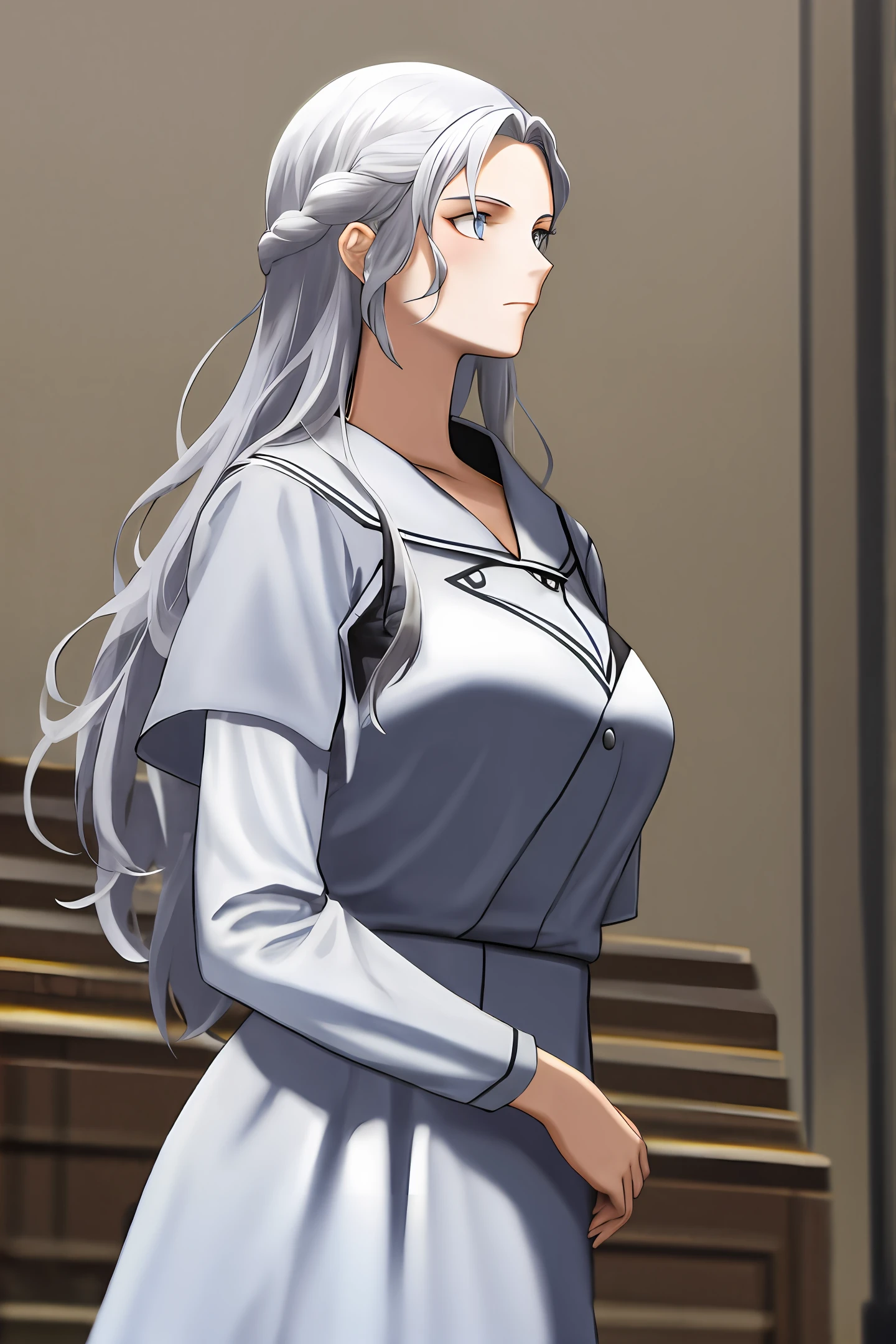Gray silk young woman