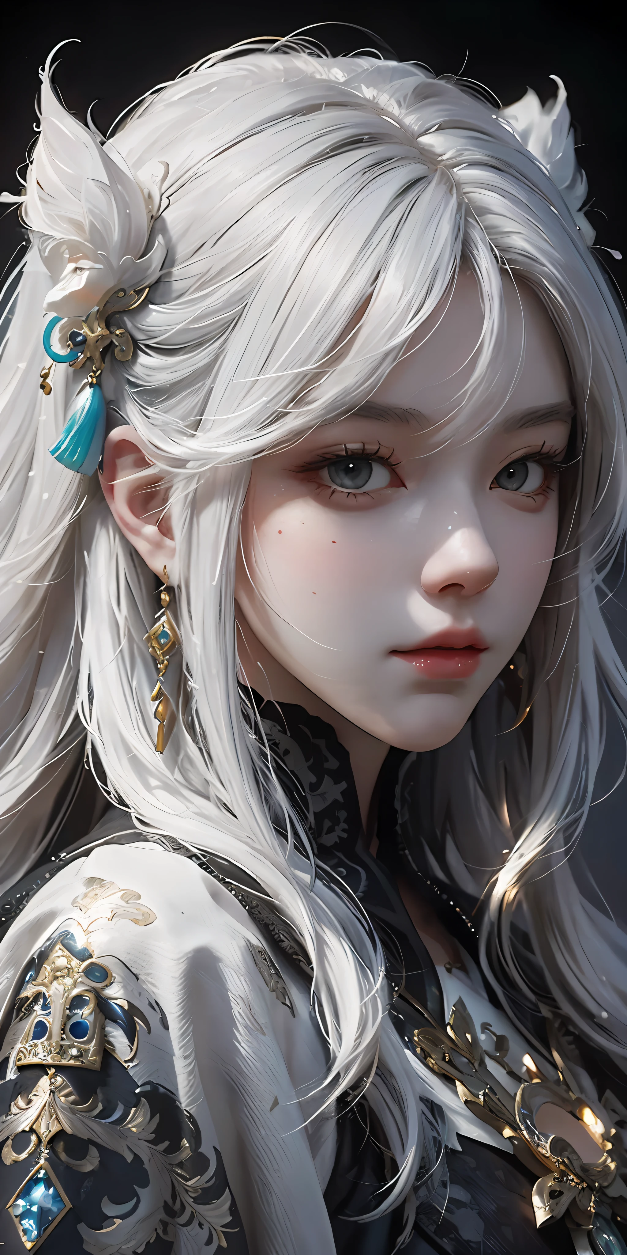 a close up of a woman with white hair and a white mask, beautiful character painting, guweiz, artwork in the style of guweiz, white haired deity, by Yang J, epic exquisite character art, stunning character art, by Fan Qi, by Wuzhun Shifan, guweiz on pixiv artstation