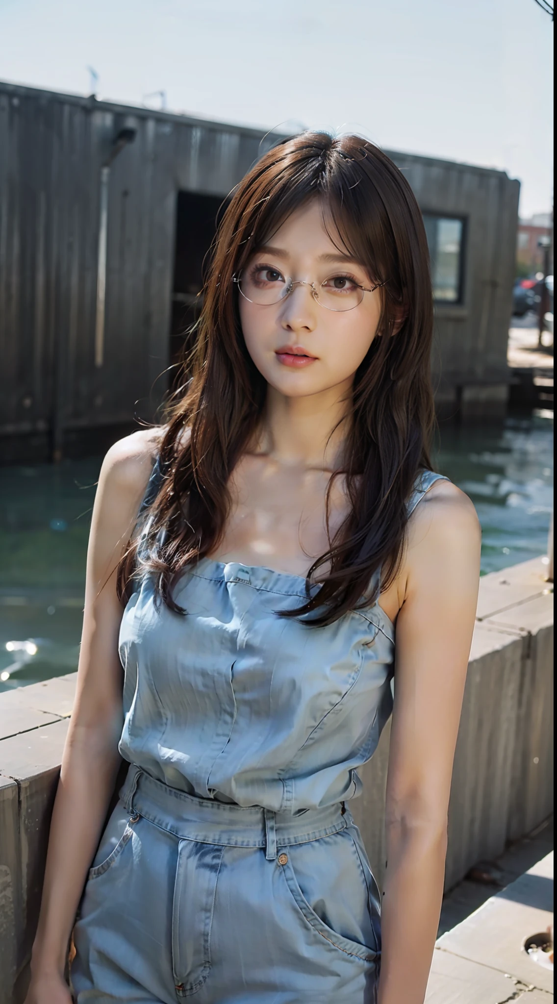 tmasterpiece,high qulity,1girll,denim pant,Clothes that are casually matched,Female teacher,eye glass,Professional Dress,Gentle eyes,Authentic skin texture,dynamicposes,Random background,schools,pupils,crowd of,Fashionab,tidal current,individuality,Versatile