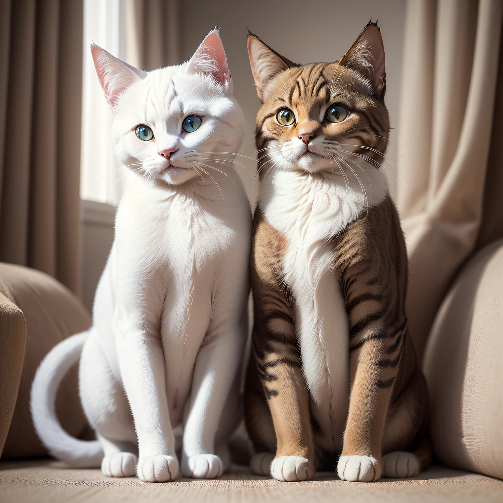 (Fotografia de um gato persa branco de pelos longos, com detalhes ultra-realistas, photo effect)