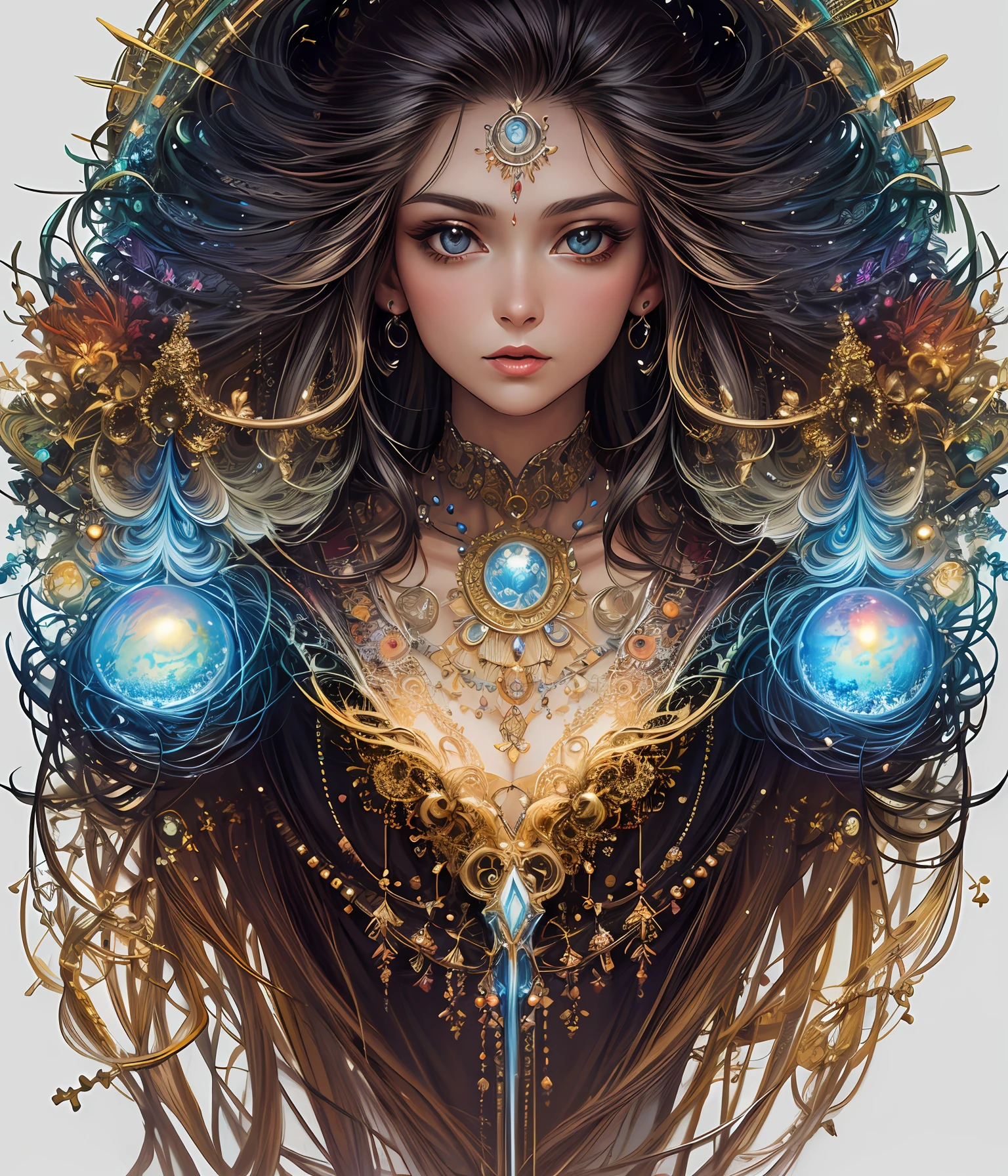 (masterpiece, top quality, best quality, official art, beautiful and aesthetic:1.2), (1 mature female), extreme detailed,(fractal art:1.3),colorful,highest detailed
