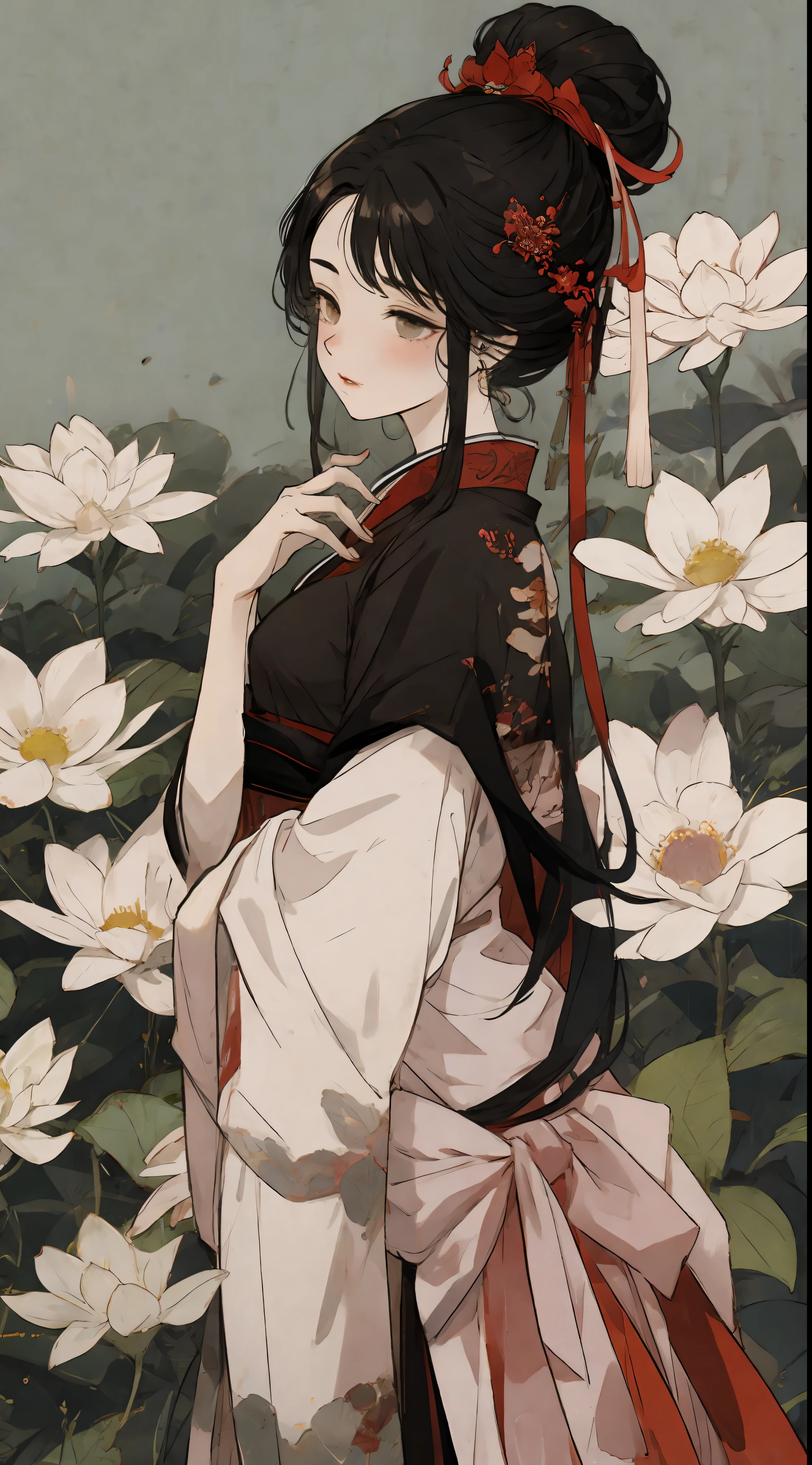 a girl, ancient chinese clothing, full body, sunlight, clear face, clean white background flowers, masterpiece, super detail, epic composition, ultra hd, high quality, extremely detailed, official art, uniform 8k wallpaper, super detail, 32k