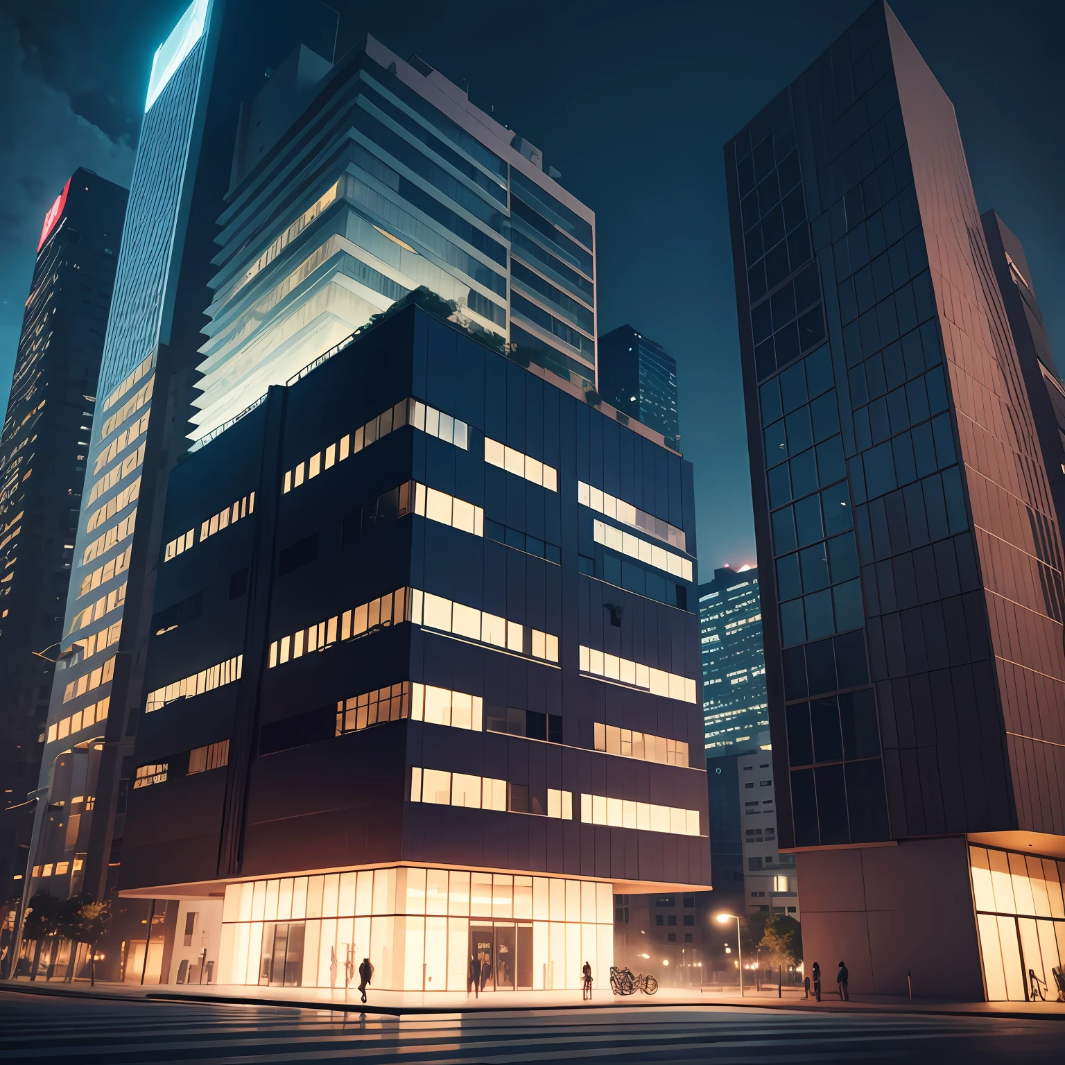 Modern Building,nighttime scene, style,hyper HD,modern day --auto