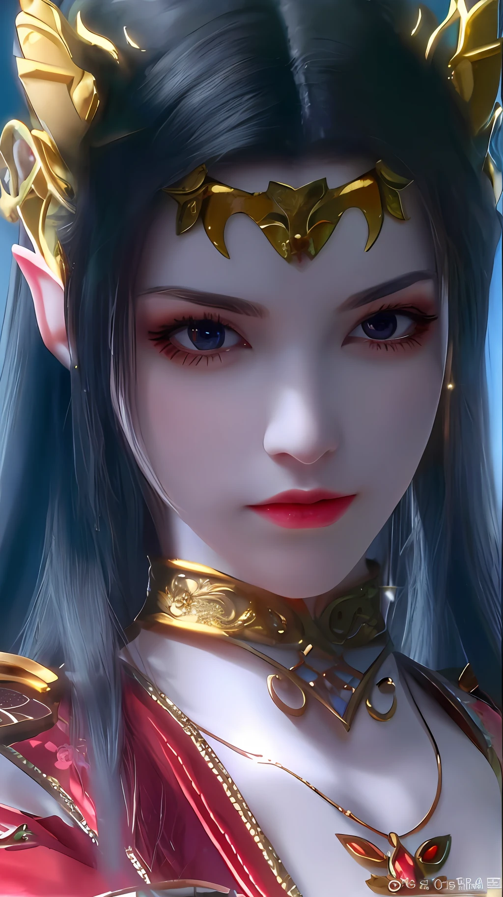 a close up of a woman with a gold crown on her head, portrait of an elf queen, beautiful and elegant elf queen, elf princess, a beautiful fantasy empress, alluring elf princess knight, an elf queen, elf queen, elven princess, she has elf ears and gold eyes, beautiful elven princess, 4 k detail fantasy