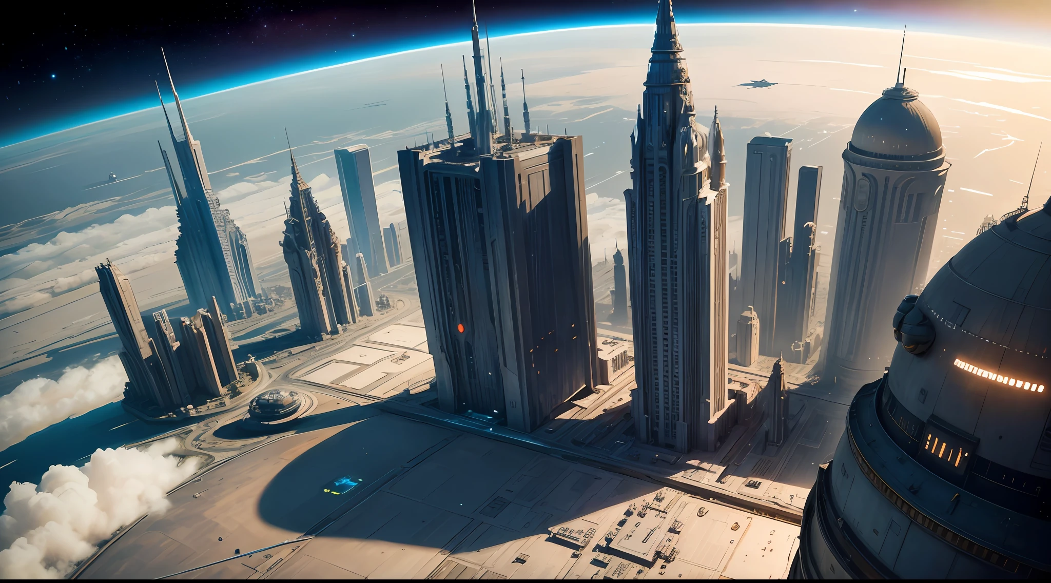 coruscant from space except all of the architecture is bland highly detailed and realistic --auto