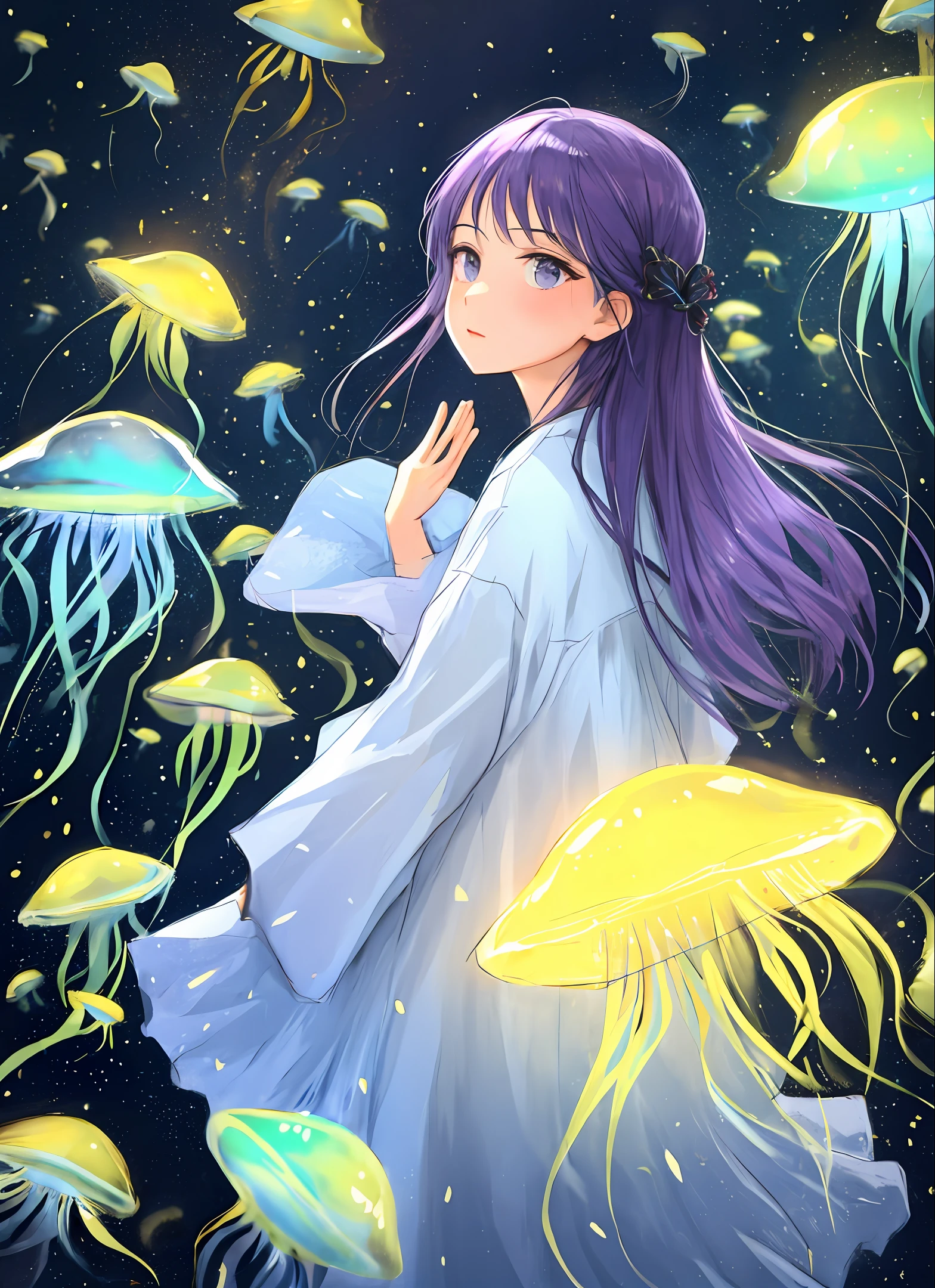 violet, light blue, Attire, jellyfish