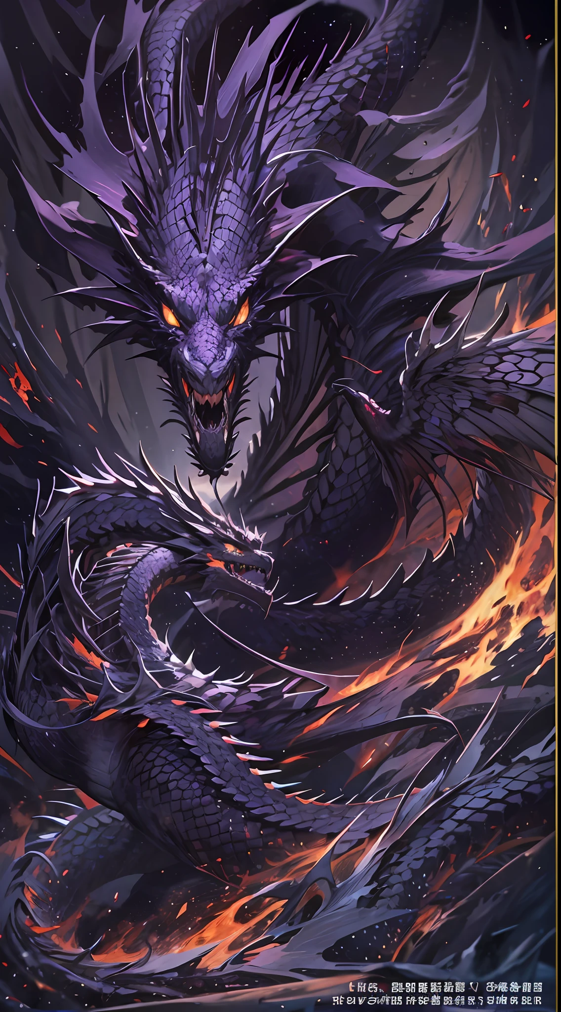 Western dragons,purple crystals,Dragon wings,Curved purple dragon horn,Black body,Mighty and hideous,Thunder fire,background in war,Skysky,Finger details are normal,((Whole body diagram)),((ultra - detailed)),(((Works of masters))),(((Highest image quality))),(((8K分辨率))),(exquisitedetails),((Extreme color)),((two side up)),(Detailed engraving of the picture part),(Cinematic quality),dingdall effect,tmasterpiece