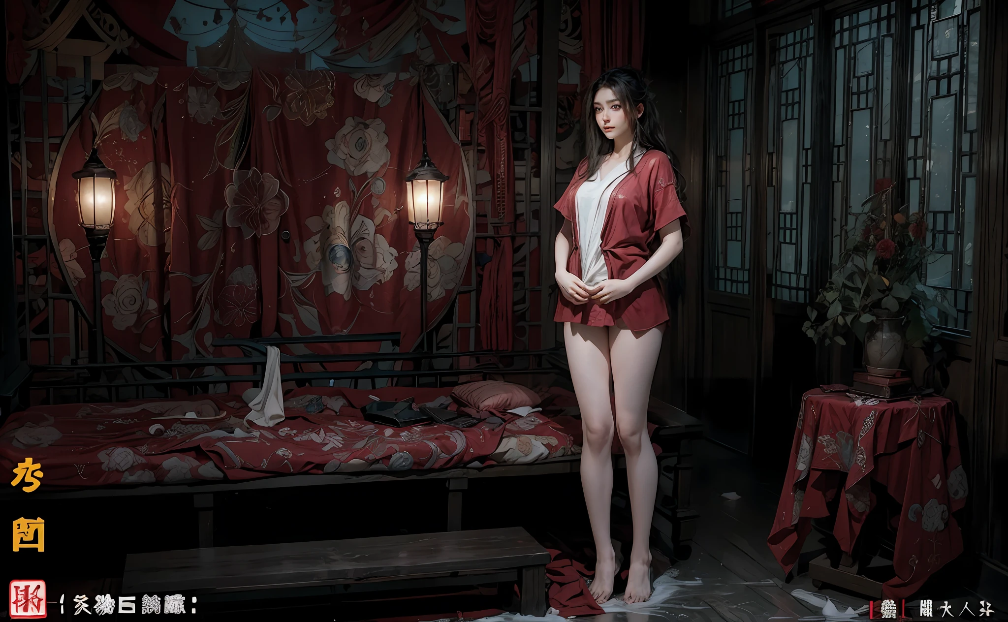 （RAW photos，best qualtiy），（realisticlying：1.3），best qualtiy，highly  detailed，tmasterpiece，Hyper-detailing，illustratio，1girll，dynamic angle，The world is proficient in theater，Messy_Long_Hair，best qualtiy，extremely detailed CG unity 8k wal，ink，breath-taking，cinematric light，lens_flare，Fantastic Big Eyes，（Yushui：1.2），Eau，wave，white  clothes，White veil，Falls on the ass，Keep your feet apart，with no underpants，White liquid，Looming genitals，Squats