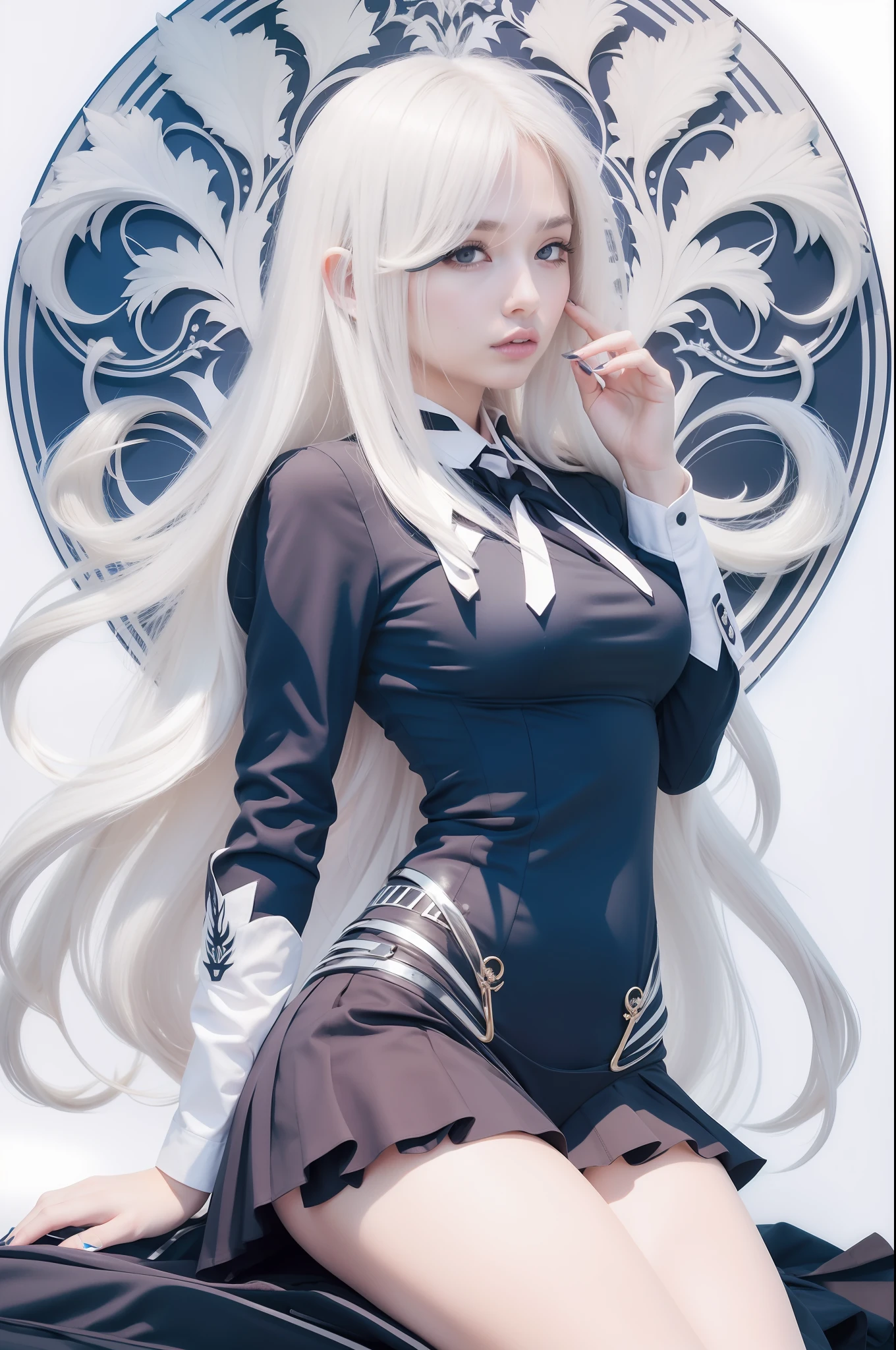 long white hair,Sexy uniforms