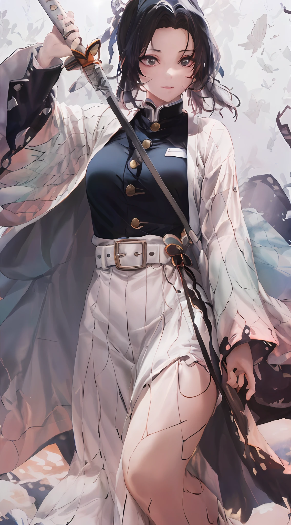 a close up of a woman with a sword in a white dress, a character portrait by Yang J, trending on cgsociety, fantasy art, beautiful character painting, artwork in the style of guweiz, guweiz, white hanfu, flowing white robes, full body wuxia, epic exquisite character art, stunning character art, beautiful female assassin