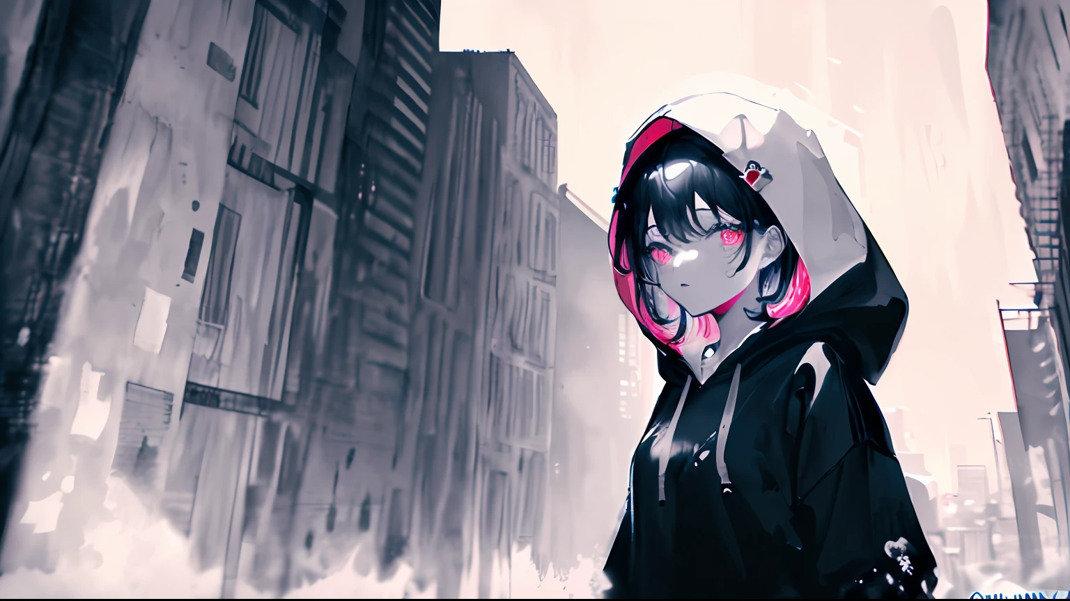 (art by Cornflower), (mdjrny-pntrt:1.3), (dalcefo), vaporwave,
1 (slim:1.3) girl in hoodie, the girl has dreamy pupils, (look at veiwer:1.2),
rainy city street,
(chromatic aberration), (ink splash:1.3), (ink and wash painting), (partially colored:1.3), (graphite:1.2)