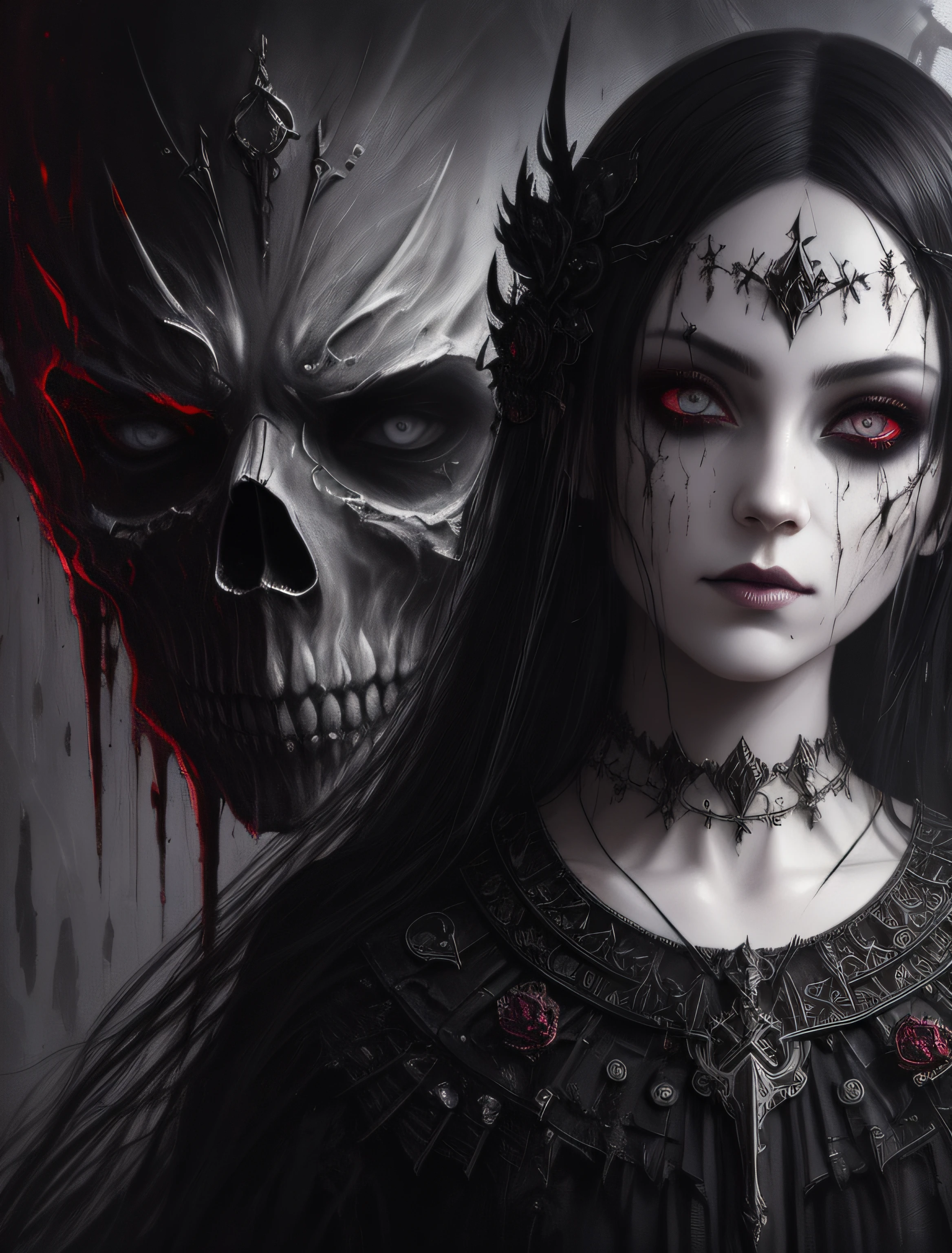 dark, unholy, evil, astral, creepy olpntng style, undead, rotting skin, mystical, nice perfect face with soft skin, concept art portrait by greg rutkowski, artgerm, hyperdetailed intricately detailed gothic art trending on artstation triadic colors, unreal engine, fantastical, intricate detail, splash screen, complementary colors, fantasy concept art, 8k resolution, gothic deviantart masterpiece, oil painting, heavy strokes, paint dripping, dark, unholy, evil, astral, creepy,