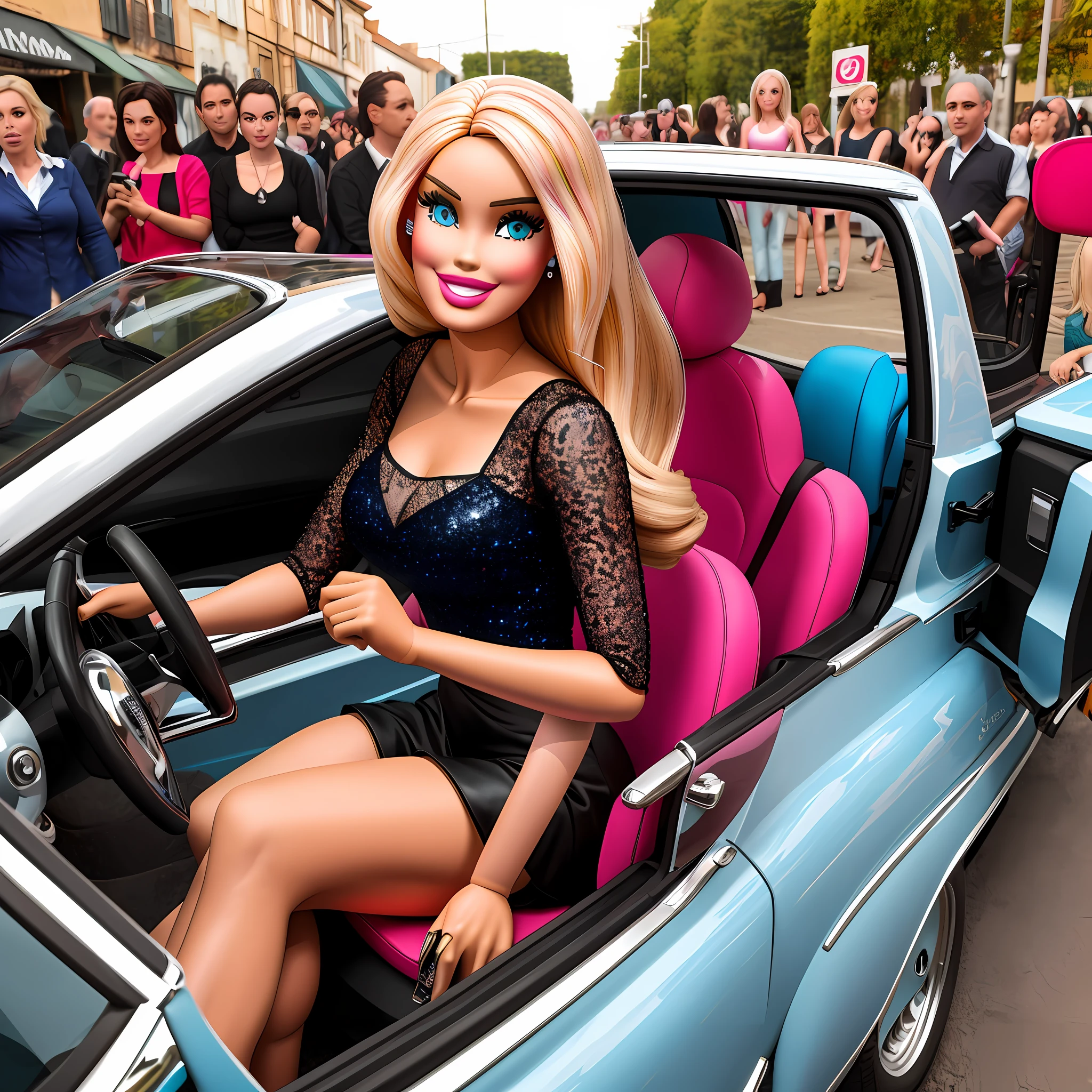Barbie carro, boneca loira