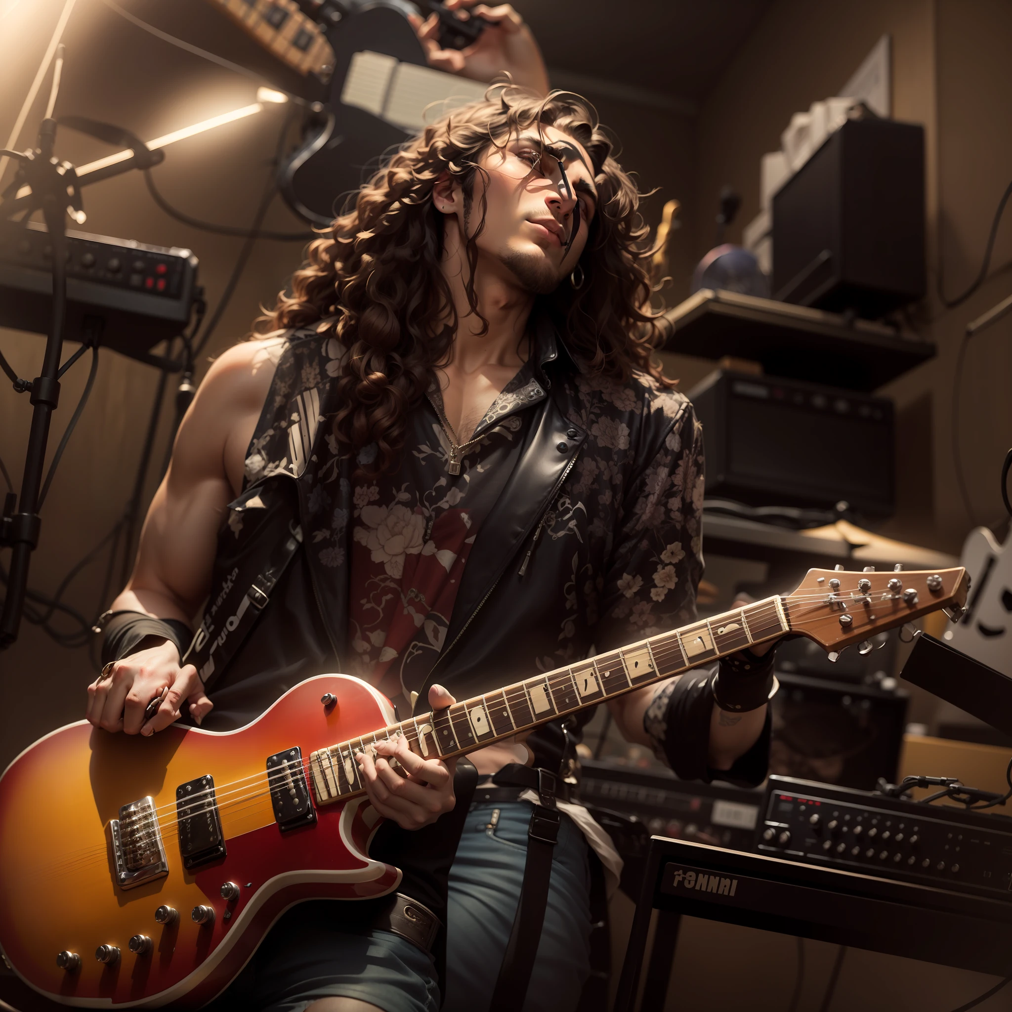 Rockstar,Guitarist,handsome look.change background