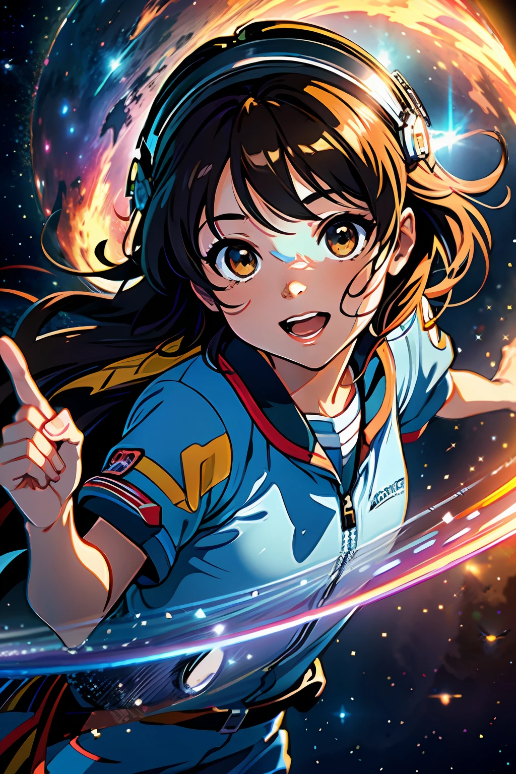 serene expression, mesmerizing eyes, vibrant colors, reflection, painterly effect, ultra detailed, official art, unity 8k wallpaper, masterpiece, (best quality:1.2), high quality, (((photoreal)), cinematic direction, (high contrast), depth of field, (award-winning difference photo), face detail, detailed drawing, ((high quality)), ((masterpiece)), 8k, light rays, extremely detailed CG unity 8k wallpaper, Extremely high quality detailed nebula