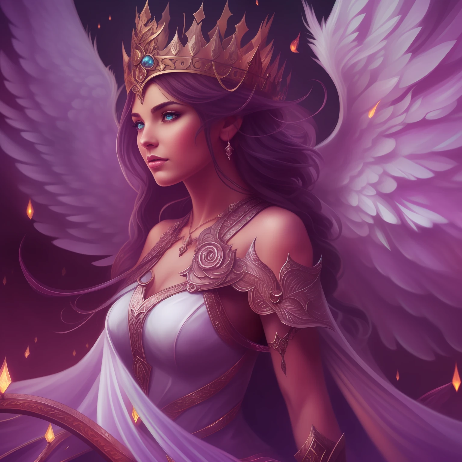 a woman with wings and a crown on her head, detailed fantasy digital art, epic fantasy art style hd, digital fantasy art ), fantasy art style, 4k fantasy art, beautiful fantasy art portrait, beautiful fantasy art, fantasy art behance, detailed fantasy art, digital art fantasy art, epic fantasy digital art style, fantasy style art, hd fantasy art