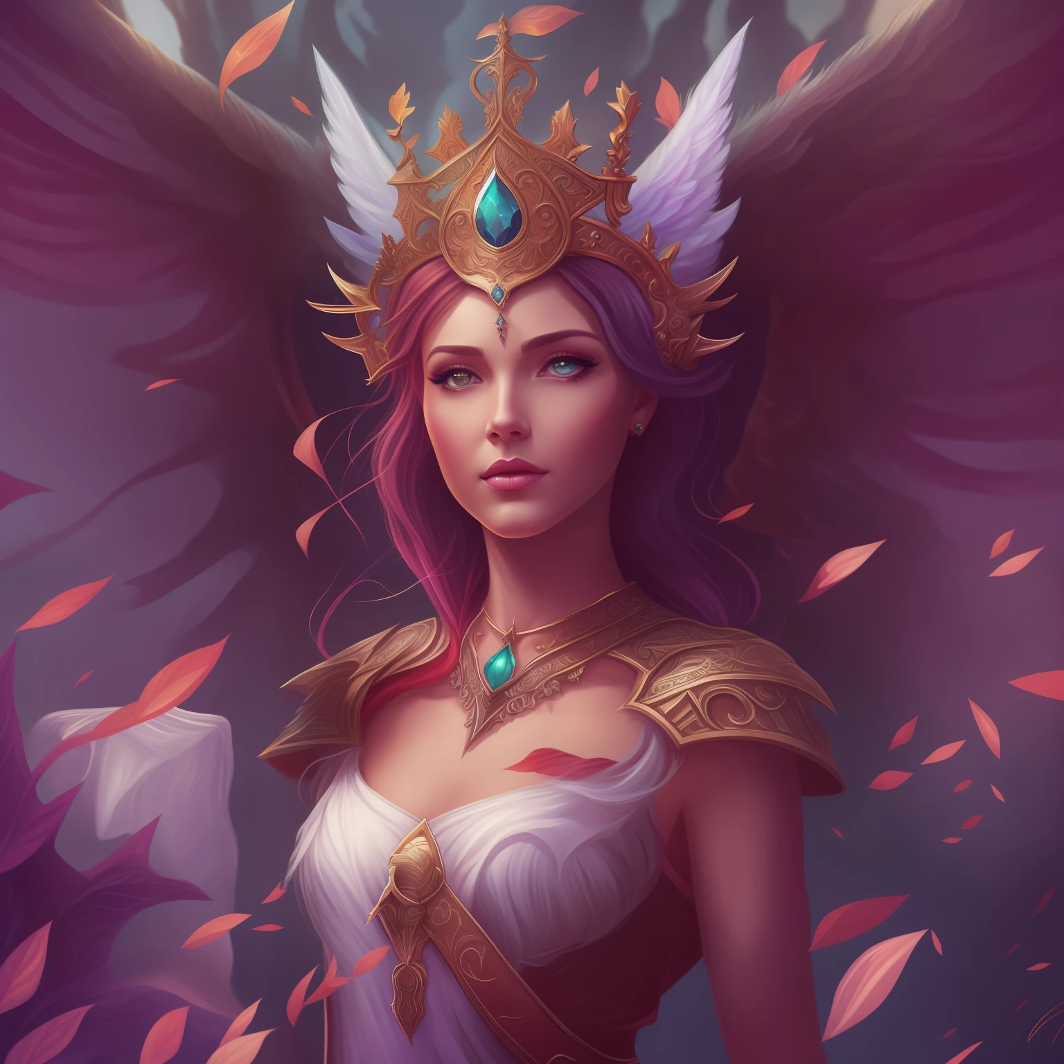 a woman with wings and a crown on her head, detailed fantasy digital art, epic fantasy art style hd, digital fantasy art ), fantasy art style, 4k fantasy art, beautiful fantasy art portrait, beautiful fantasy art, fantasy art behance, detailed fantasy art, digital art fantasy art, epic fantasy digital art style, fantasy style art, hd fantasy art