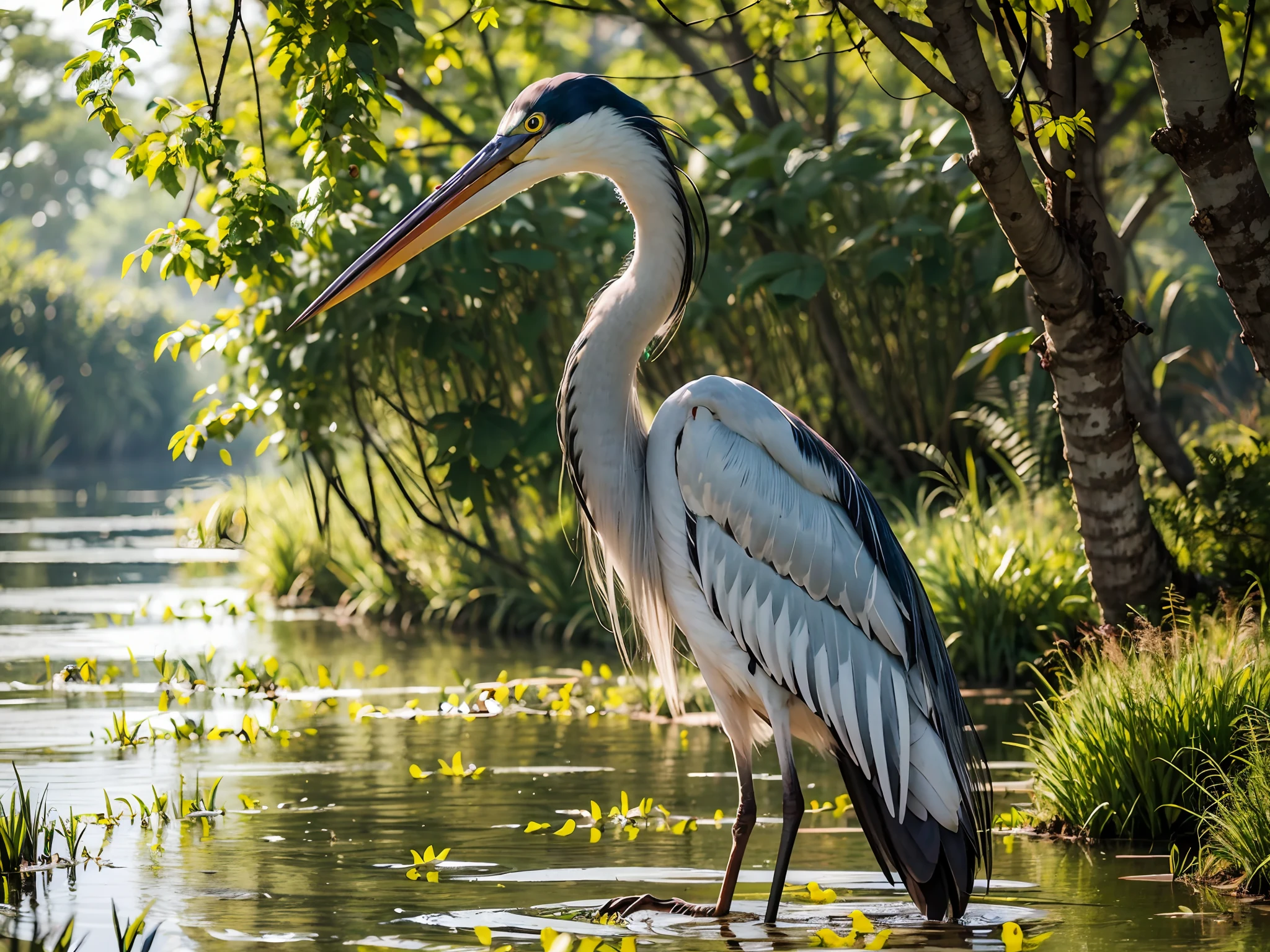 8K, top-quality, 1 bird, masterpiece, (wetland:1.4), (Drawn camera viewpoint:1.5),deadpan,(Exact bird width:1.2) ,(big beak:1.4) ,
grey heron,Swamp heron,The body is an egret,Heron whole body,Wide swamp,Accurate heron,naturey,Wood and stone,swamp,There are unnatural teeth when opening a large mouth,Unnatural teeth,
, dark ambiance ,broody,Near and far law, depth of fields, A hyper-realistic, hight resolution, a picture, foco nítido, nffsw, face lights, 动态照明, Highest detail, Extreme details、ultra-detailliert、detaile、authentic skin、delicated facial features