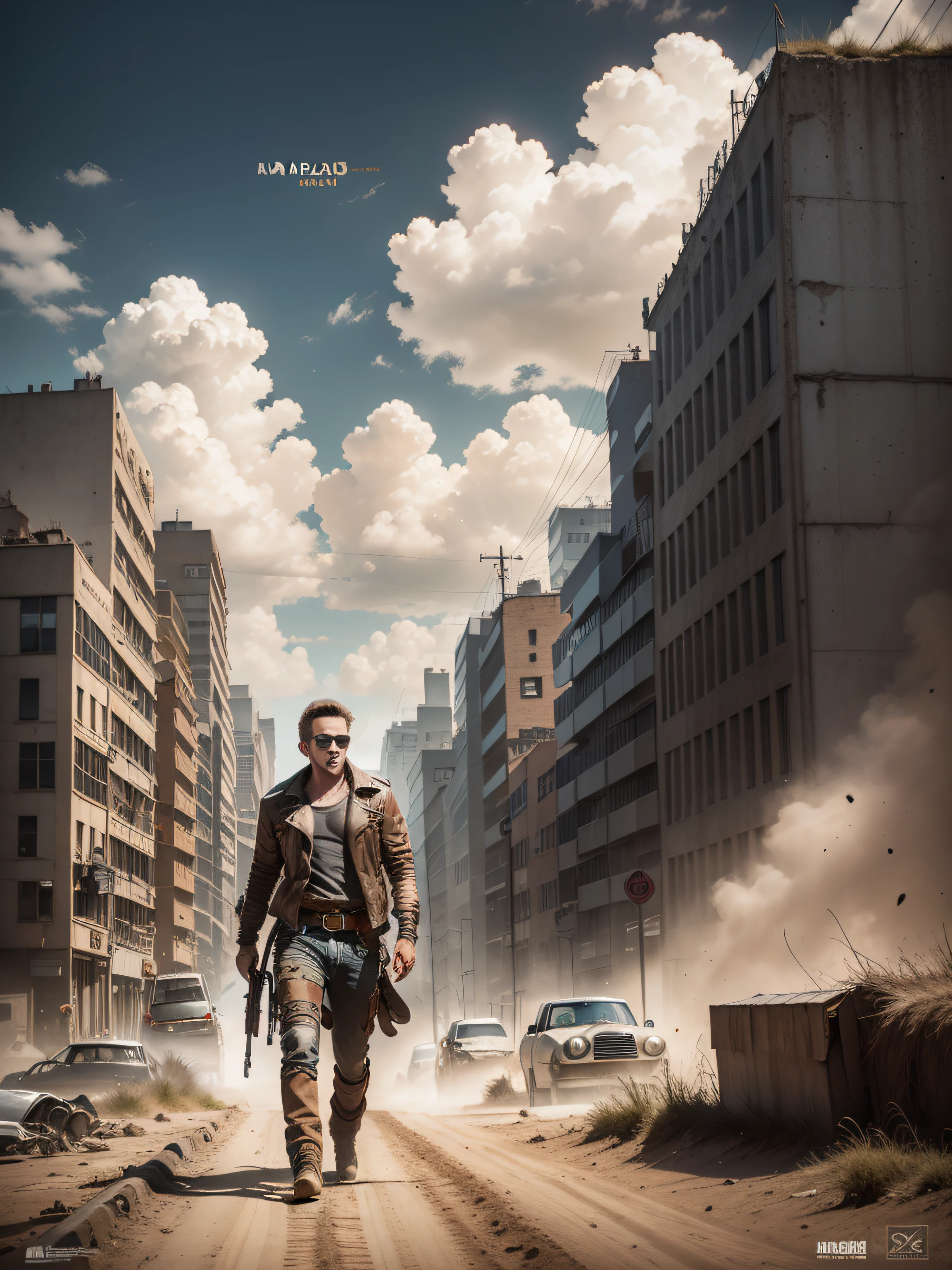 Poster do filme Mad Max, rivets, holster, sunglasses, guns