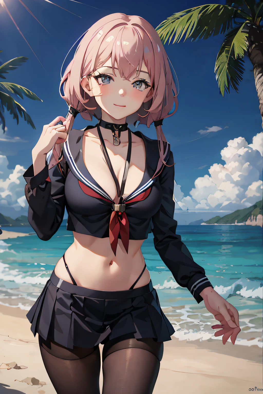 Anime girl in sailor suit posing on the beach, best anime 4k konachan wallpaper, seductive anime girl, 4k anime wallpaper, kantai collection style, smooth anime cg art, anime style 4 k, anime wallpaper 4k, anime wallpaper 4k, from girls frontline, detailed digital anime art, fine details. girls frontline, Anime Art Wallpapers 8K