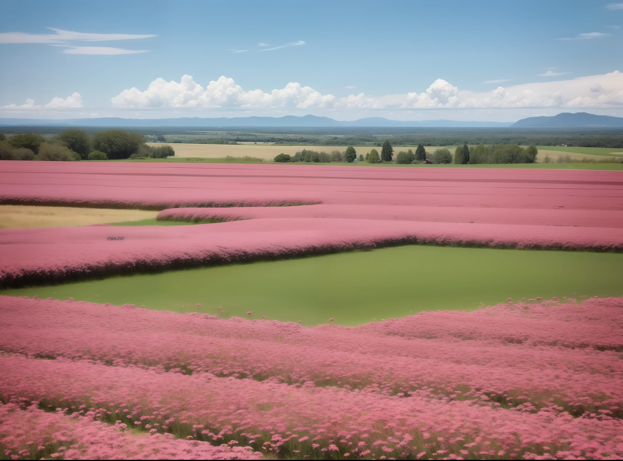 Beautiful scenery, clear sky, cool, peaceful, flower fields, stretching plains, beautiful color combinations, twinkling, real, elegant8k --ar 2:3 --v 4